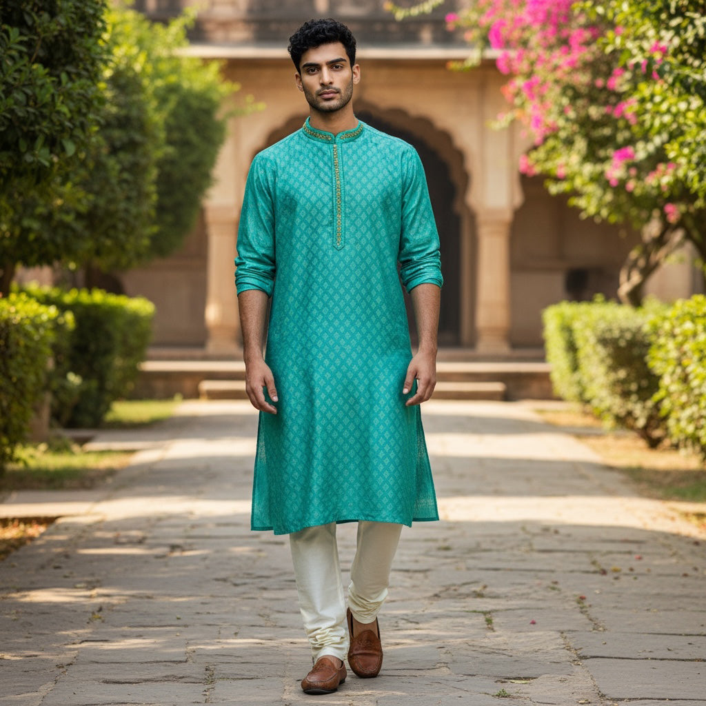 Plume Motif Kurta-Colors - Vintage India NYC