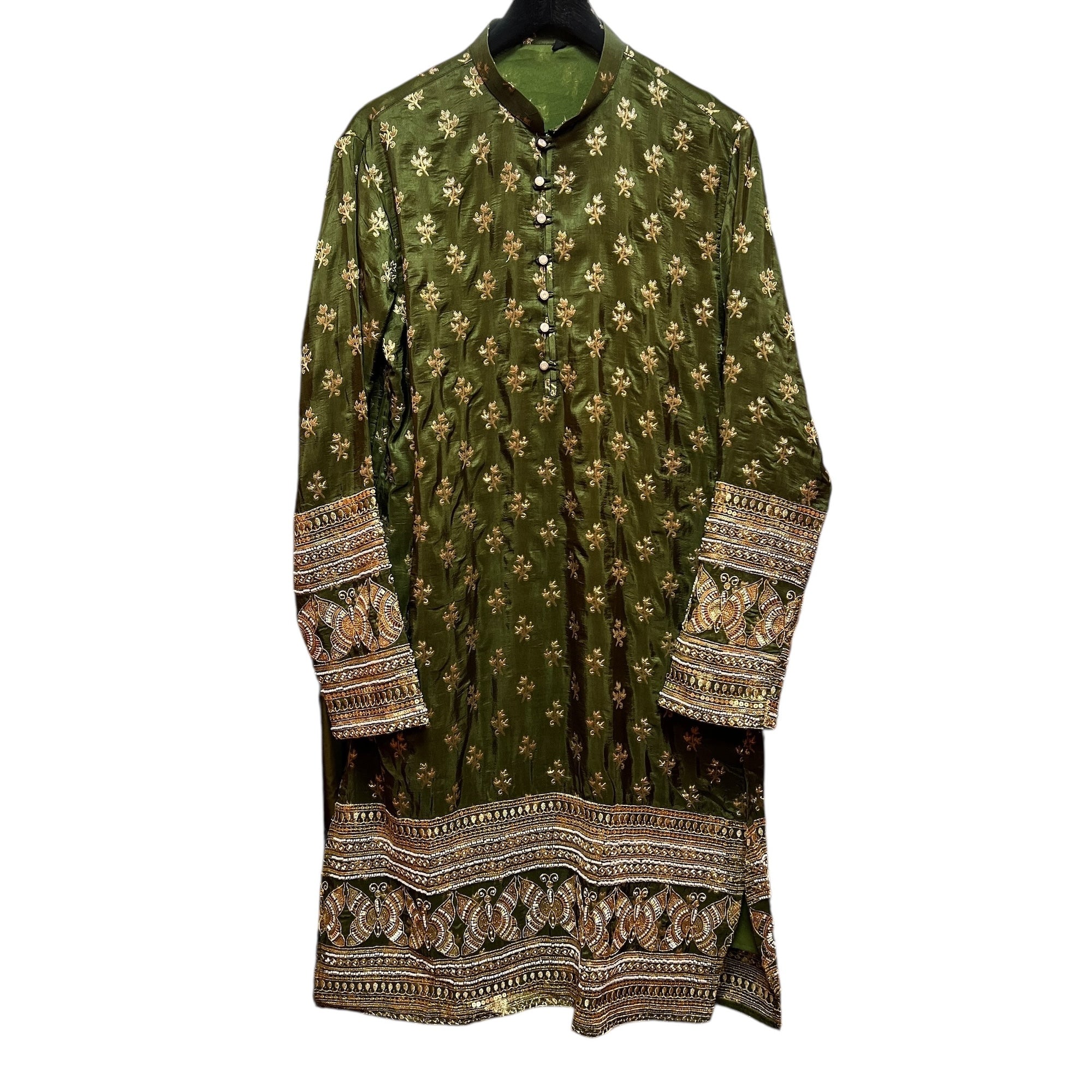 Olive Heavy Hand Beaded Kurta