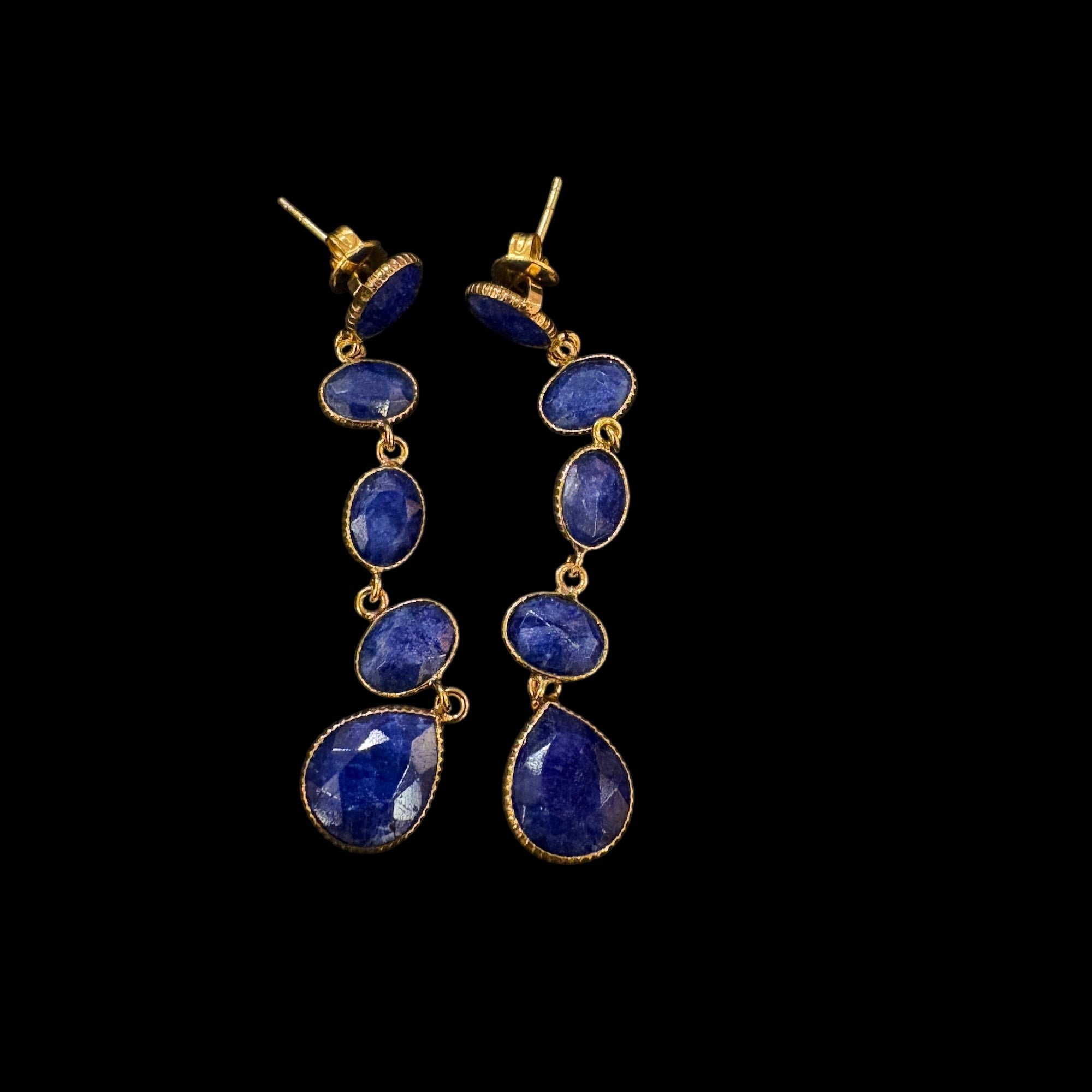 MK Semi Precious Dangling Stones Earrings-Colors - Vintage India NYC