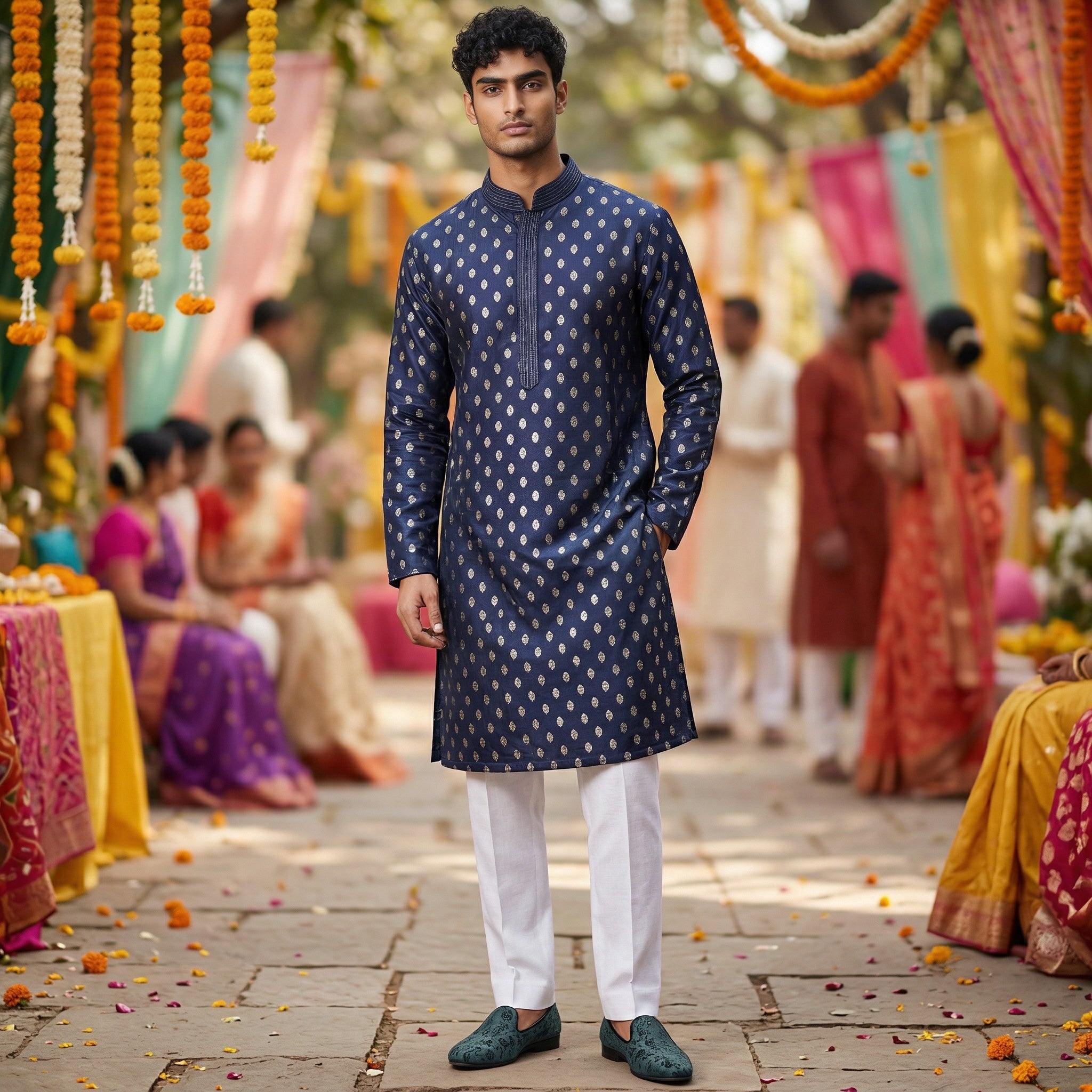 Cotton Silk Brocade Kurtas-Colors - Vintage India NYC