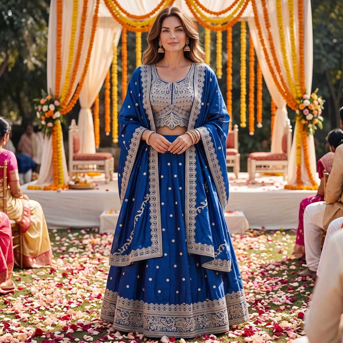 DT Light Gold Embroidered Lehengas-Colors