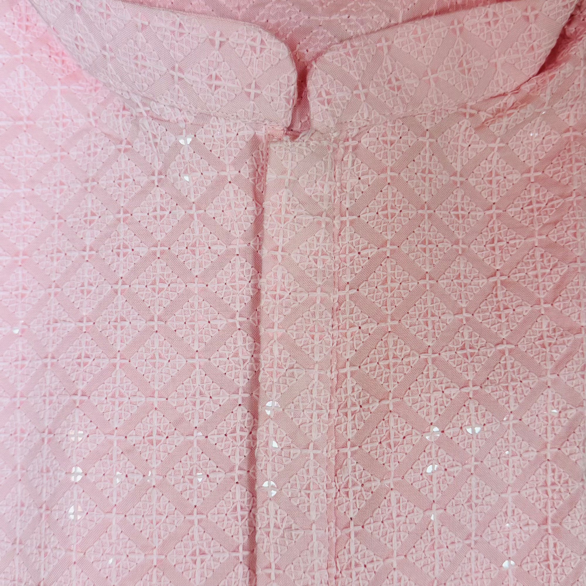 Pink Diamond Cross Lucknowi Kurta