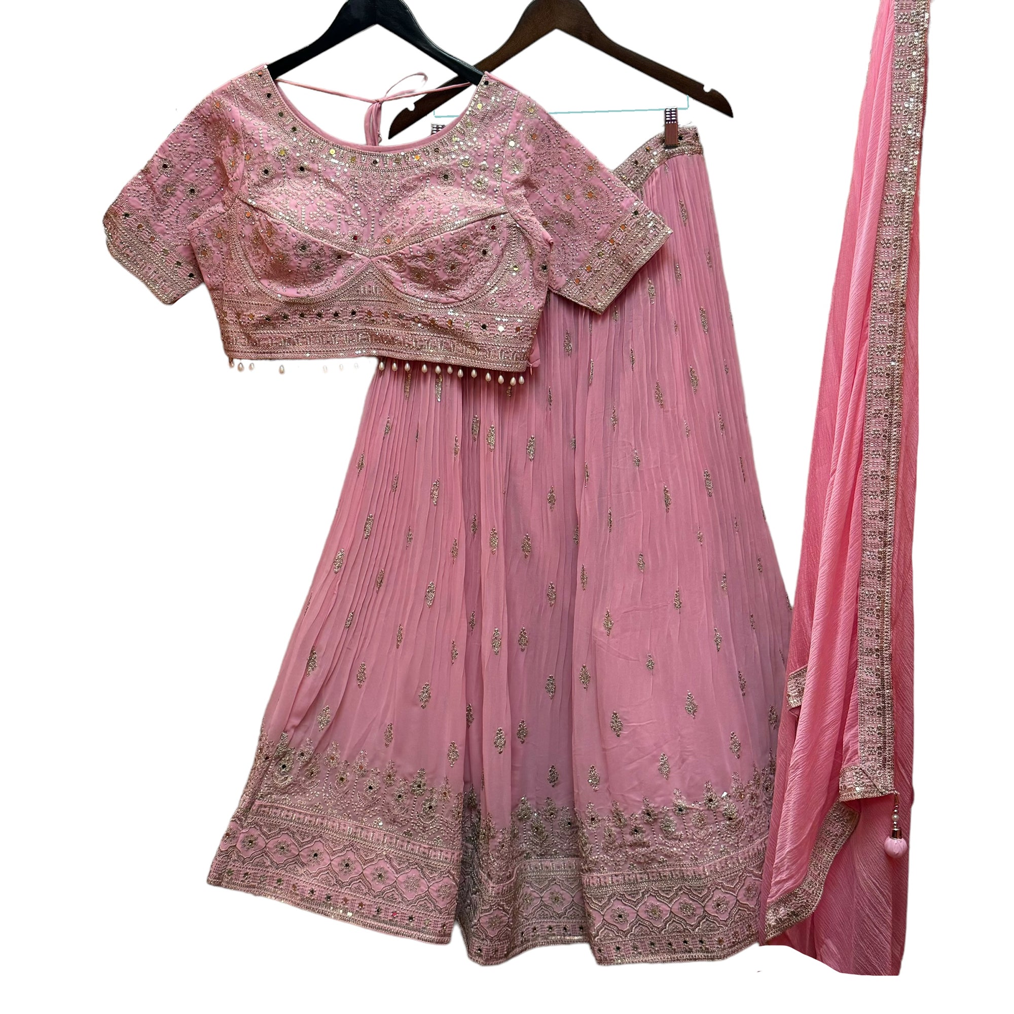 Pink Georgette Lehenga Set