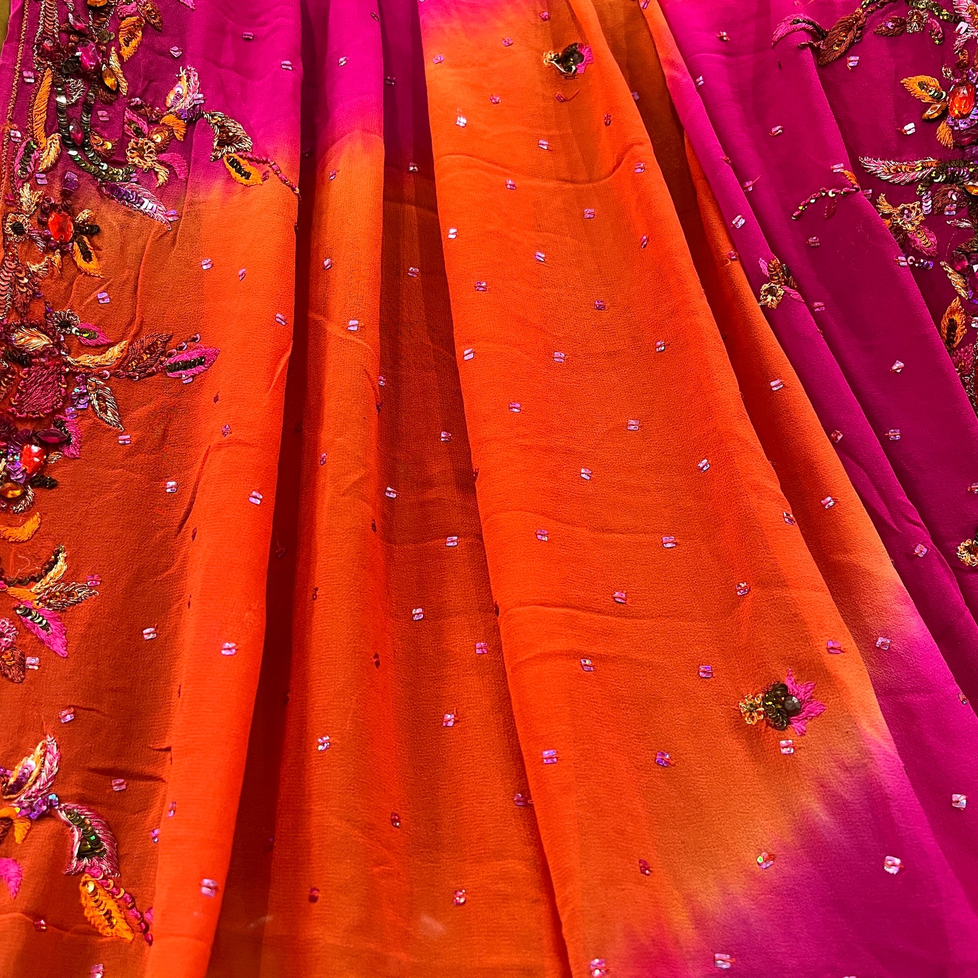 Pink & Orange Embroidered Dupatta 9010