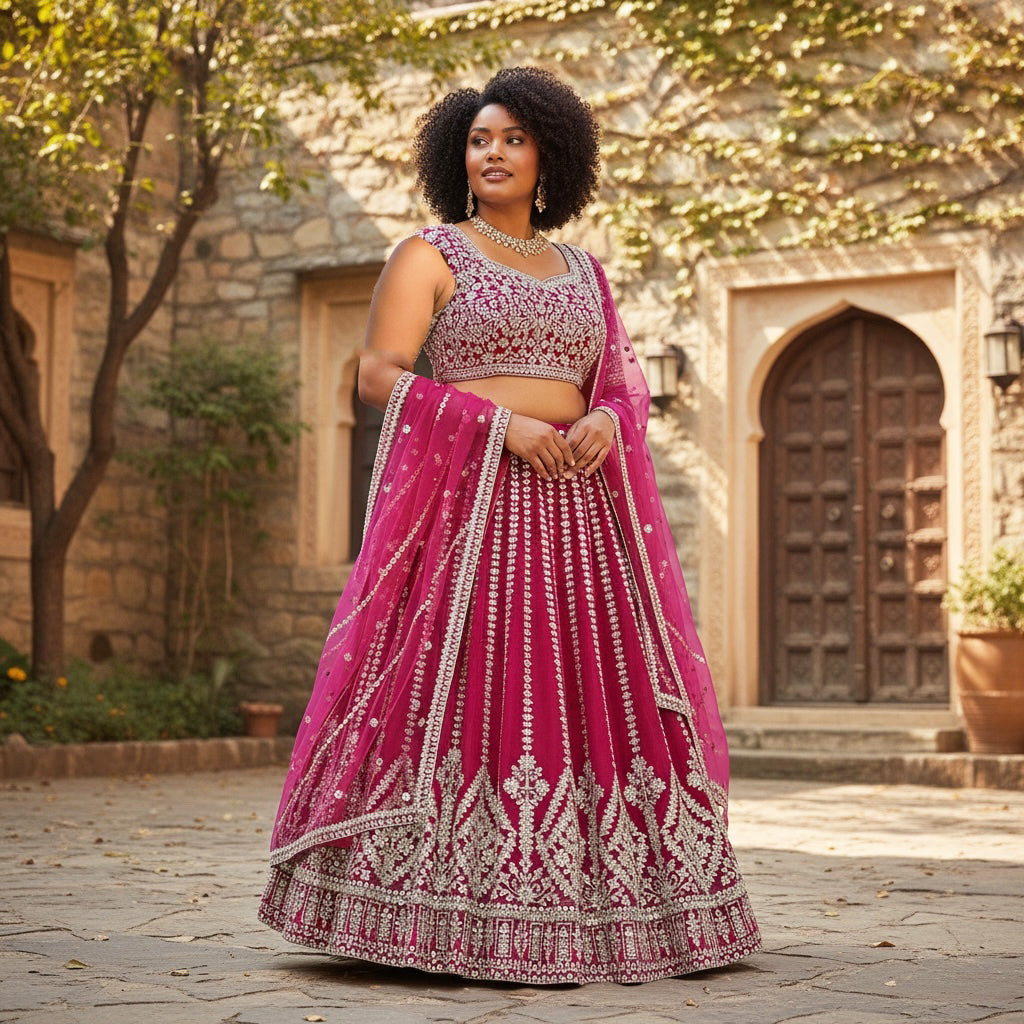 Plus Size Embrodered Mirror Lehenga Sets