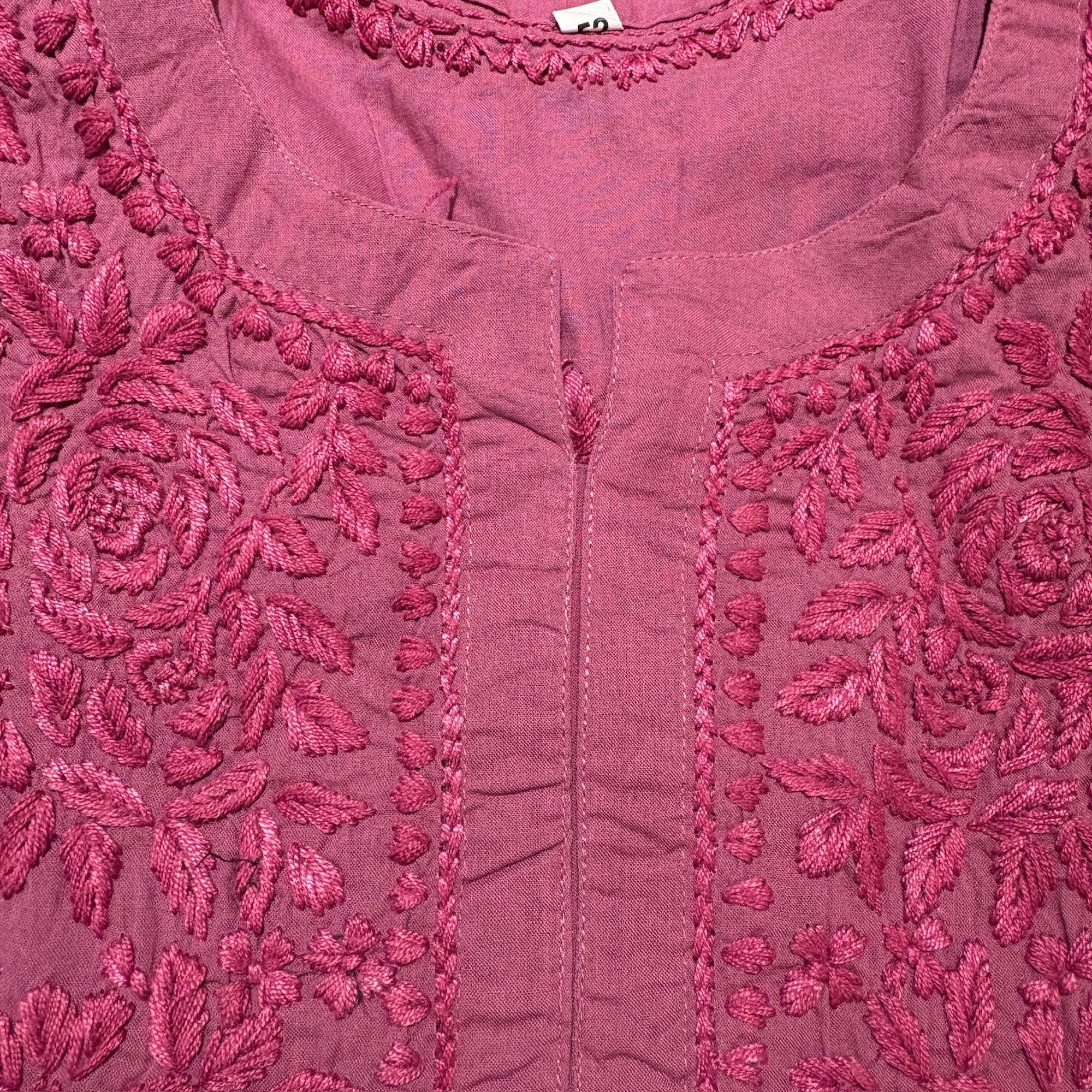 MA Short Embroidered Cotton Kurti-Size 48