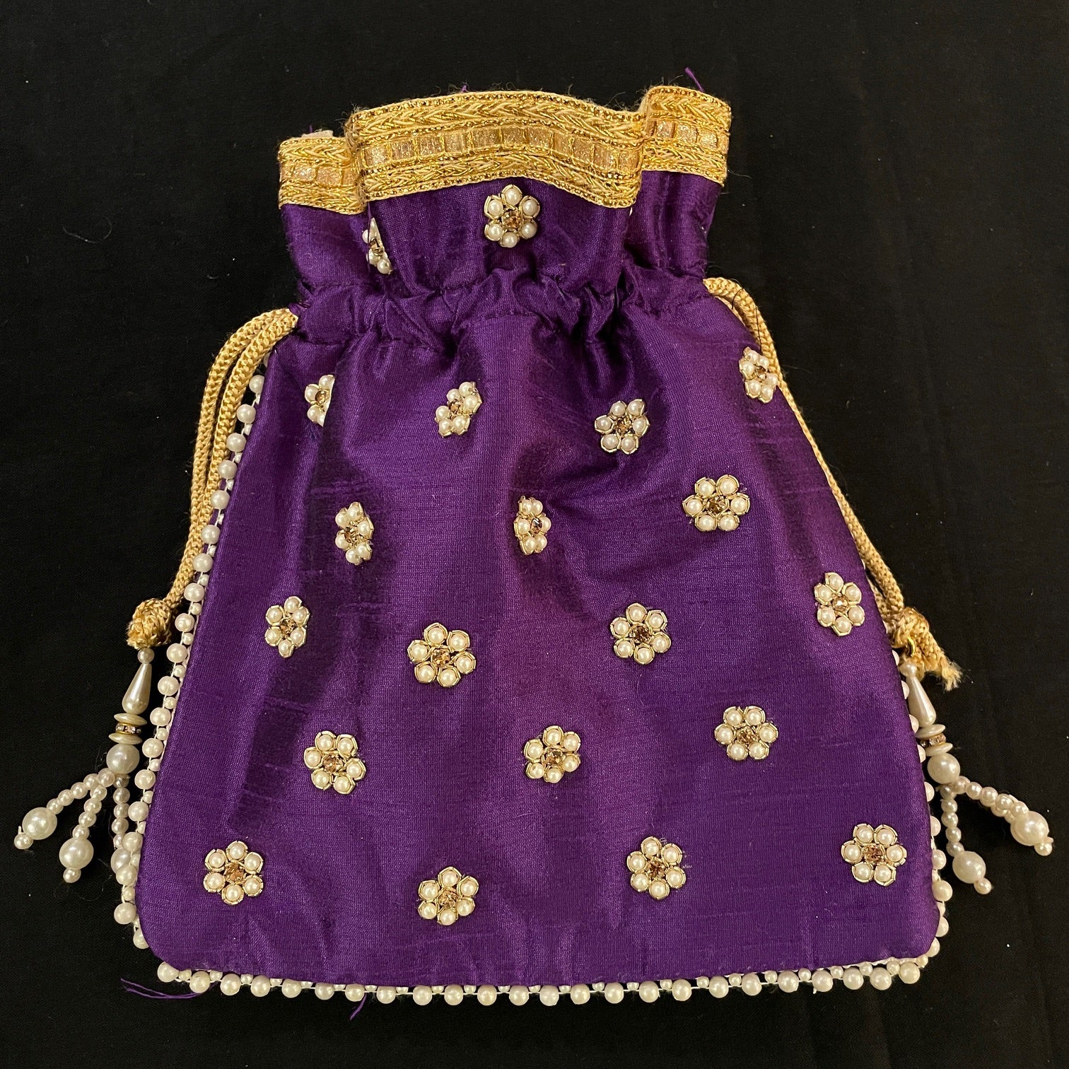 Potli Bags-Pearl & Zardosi Flower