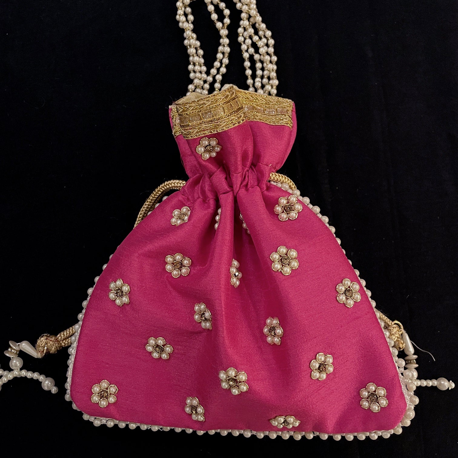 Potli Bags-Pearl & Zardosi Flower