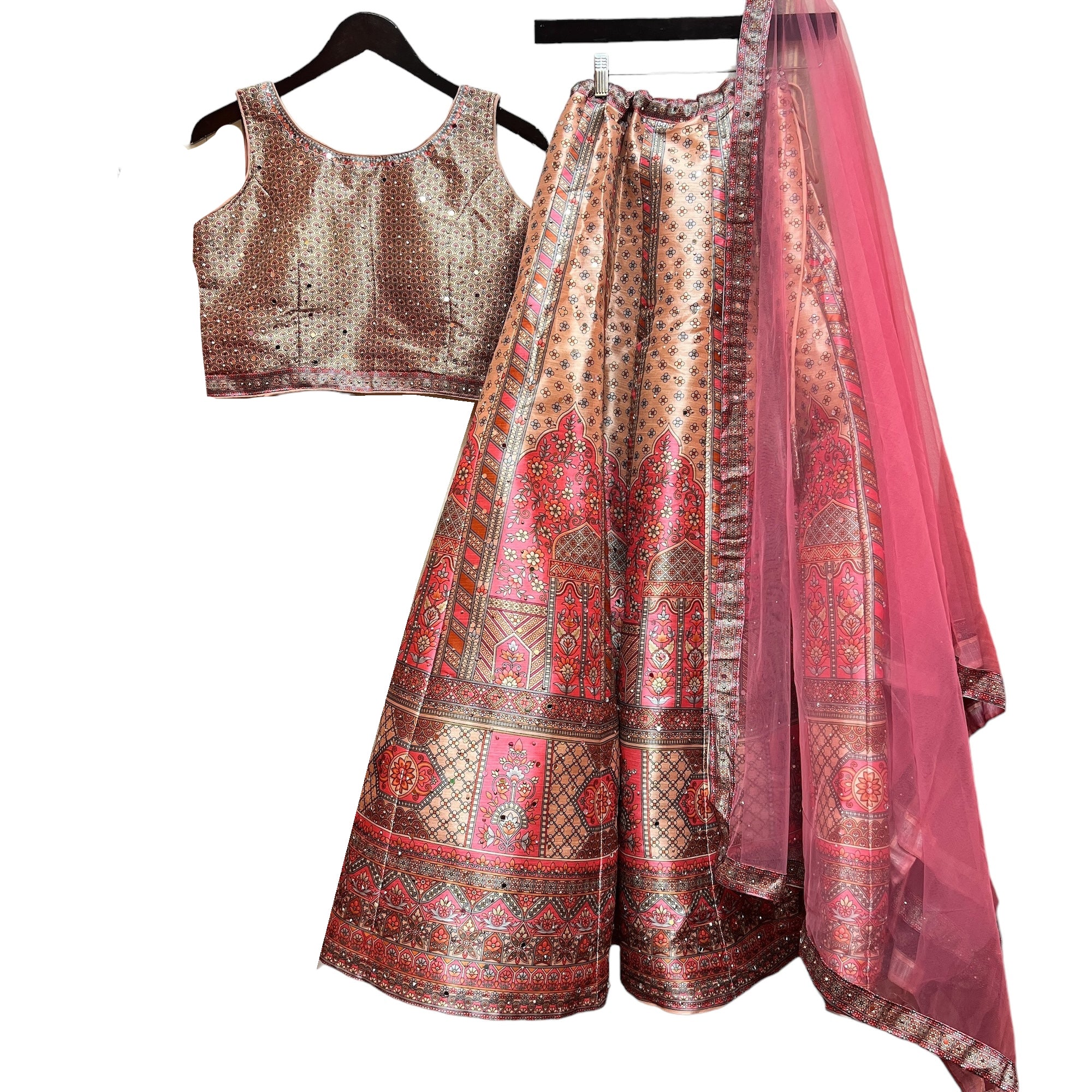 Printed Mughal Lehenga Sets -2 Colors