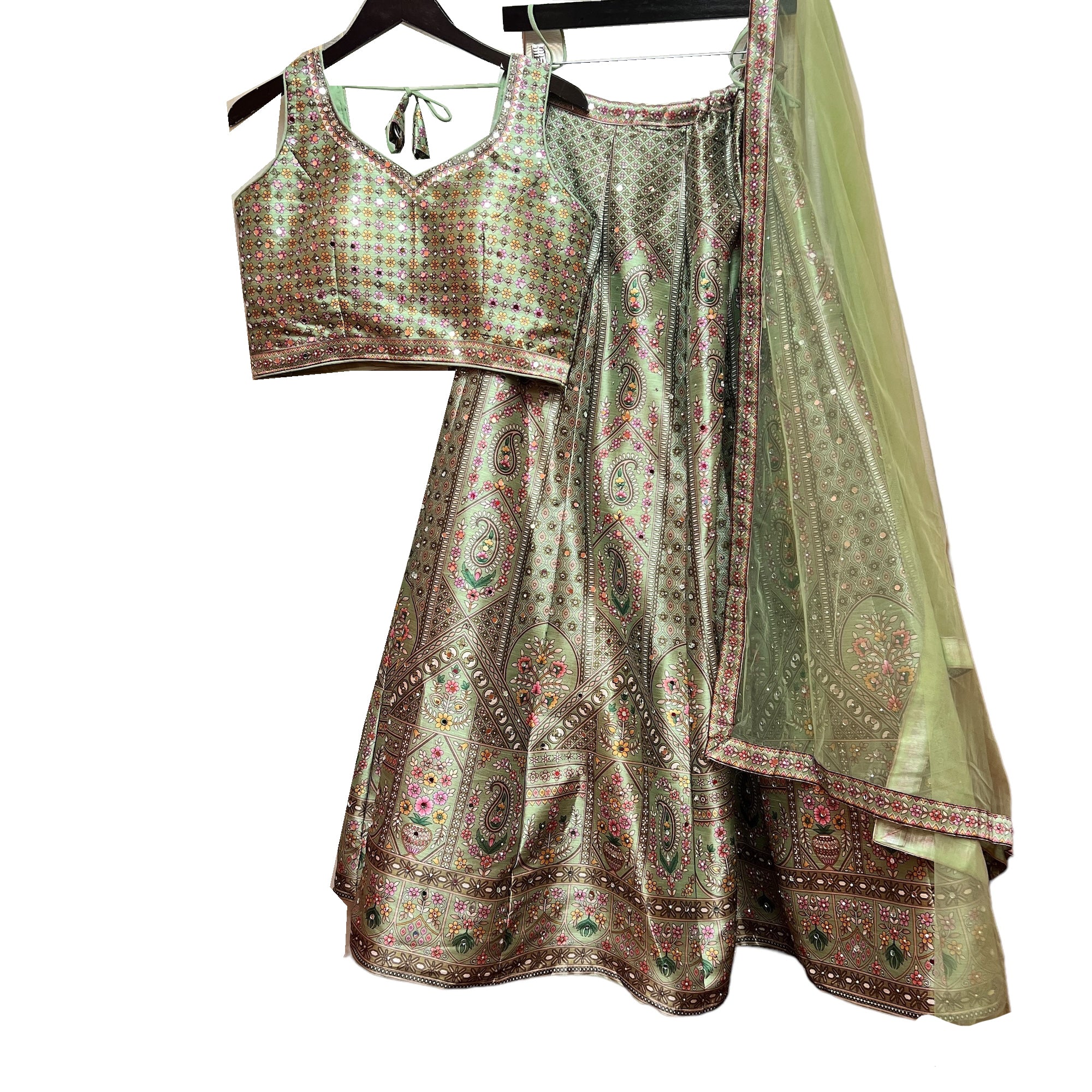 Printed Mughal Lehenga Sets -2 Colors