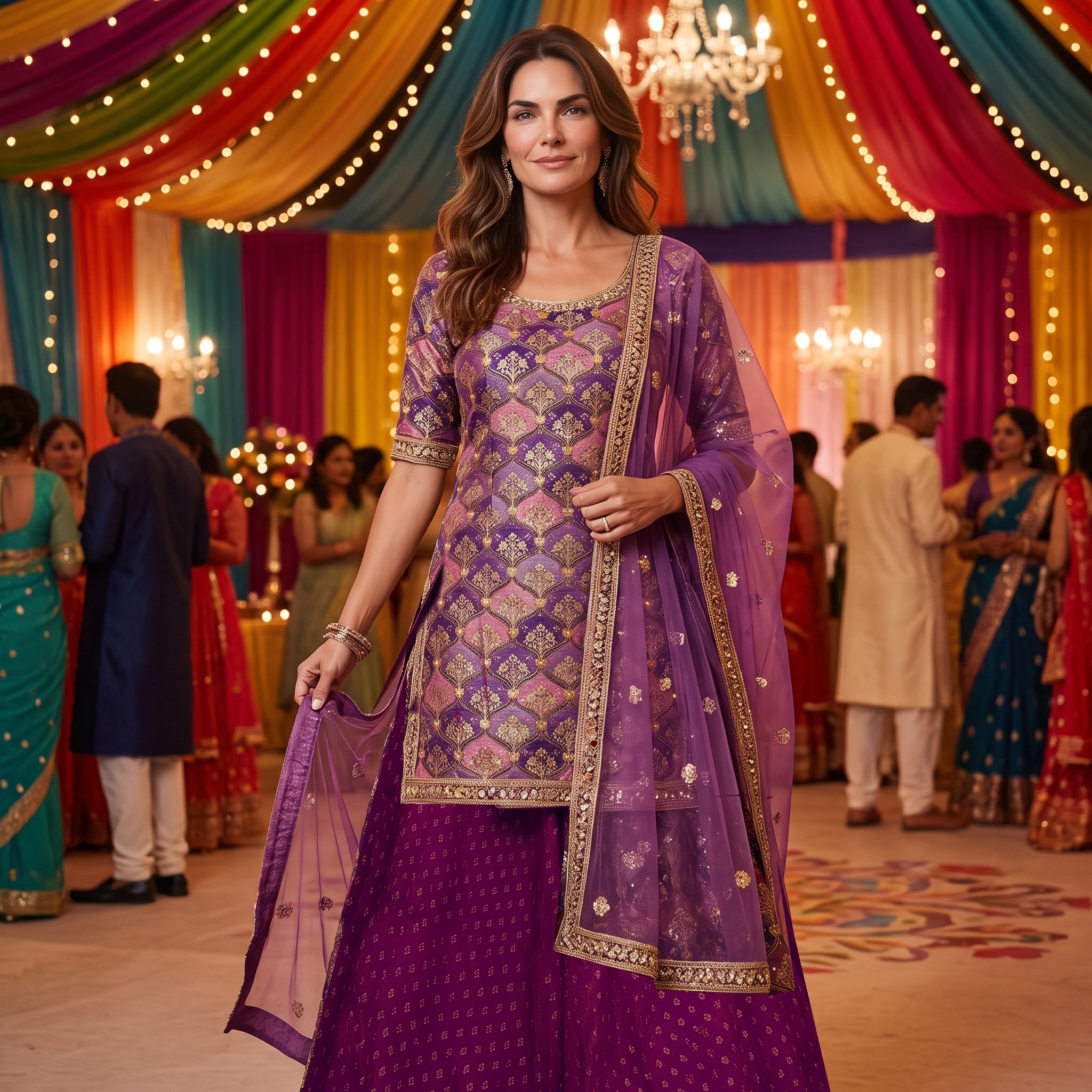 DT Long Top Ogee Banarasi Lehengas-3 Colors
