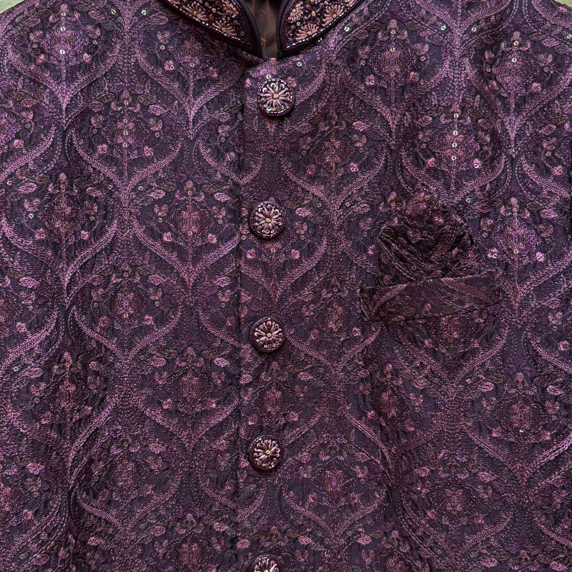 Purple Heavy Embroidered Sherwani