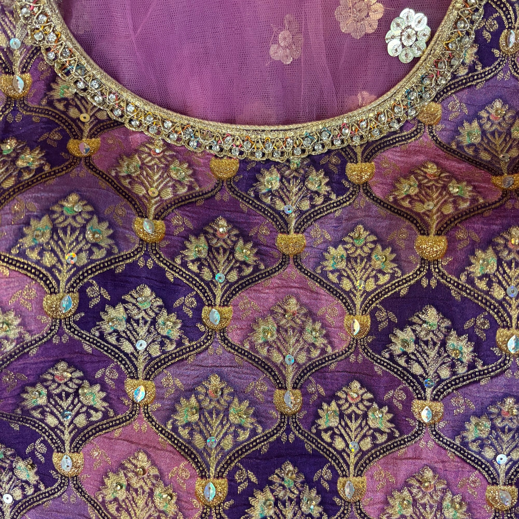 DT Long Top Ogee Banarasi Lehengas-3 Colors