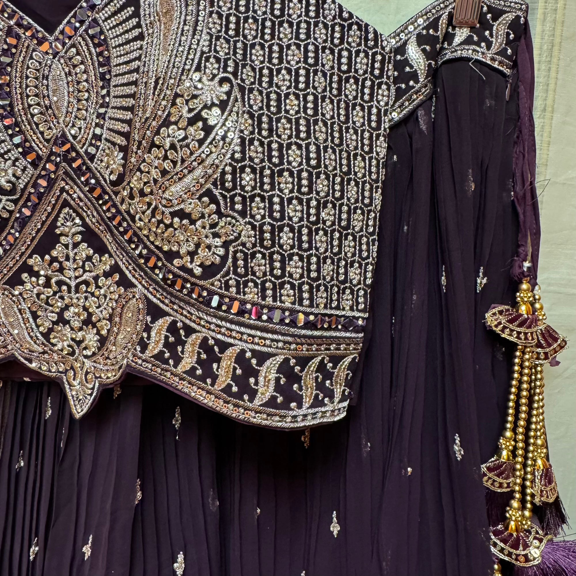 Gold Embroidered Lehenga Set-2 Colors