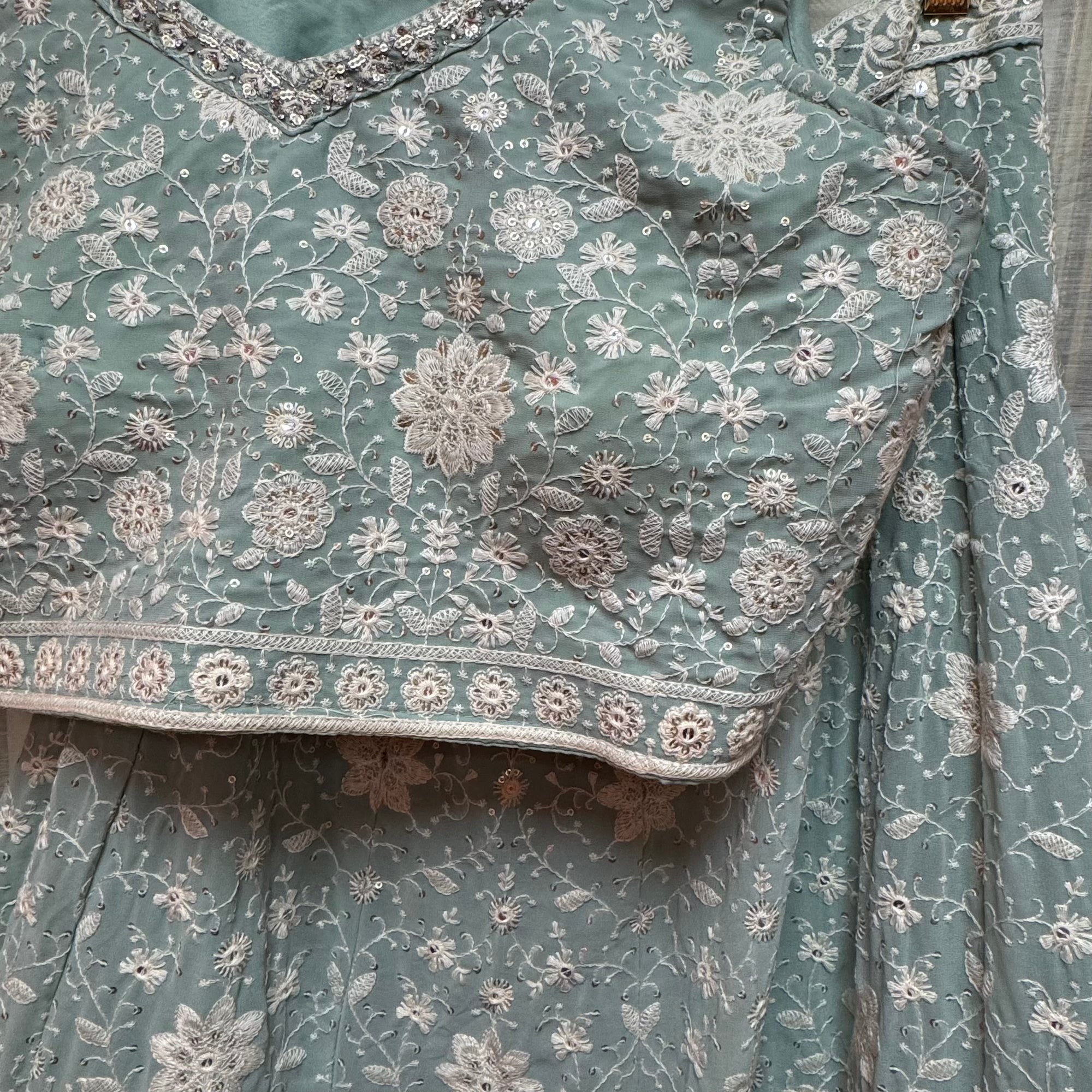 Pastel Embroidered Floral Lehengas-3 Colors