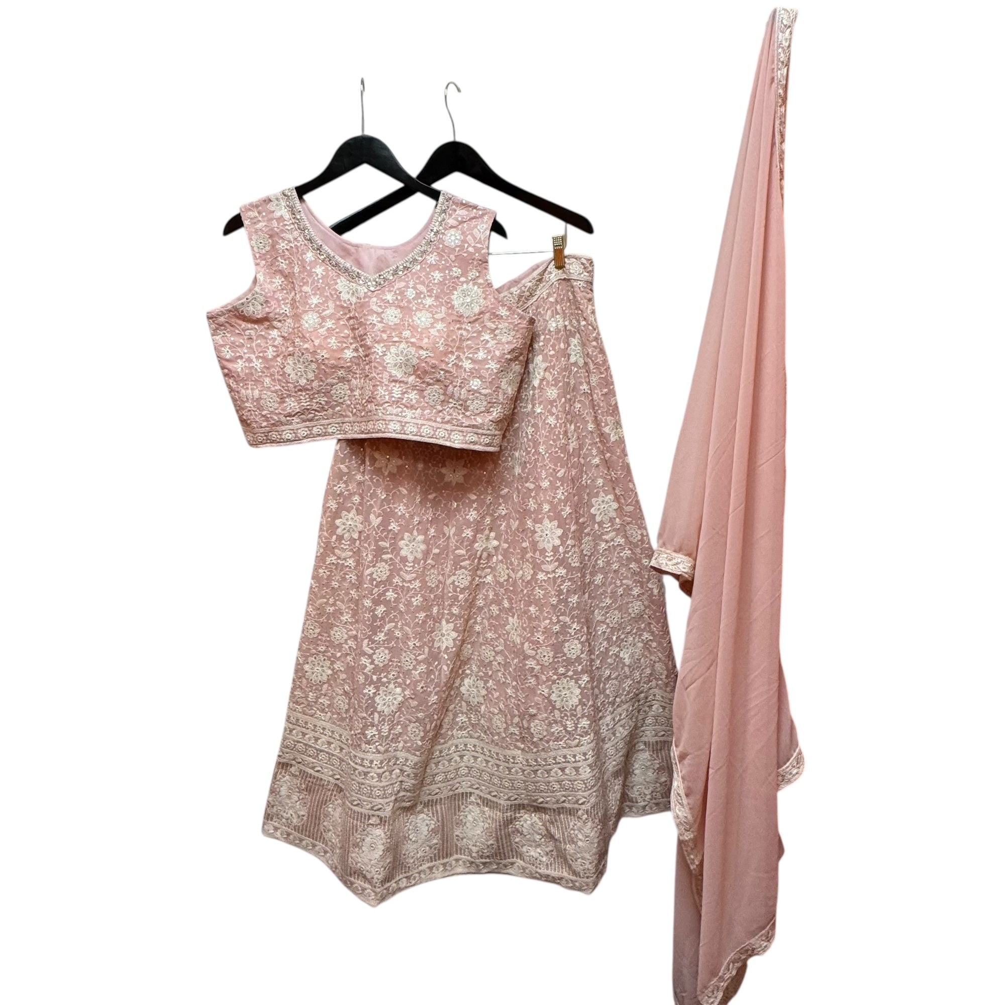Pastel Embroidered Floral Lehengas-3 Colors