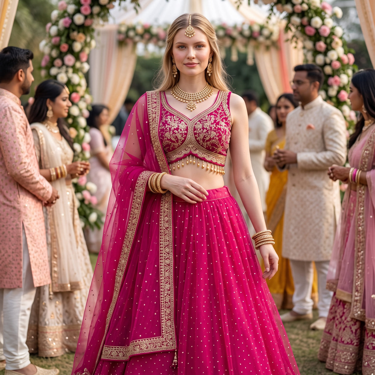 Floral Dot Lehenga Sets-Colors
