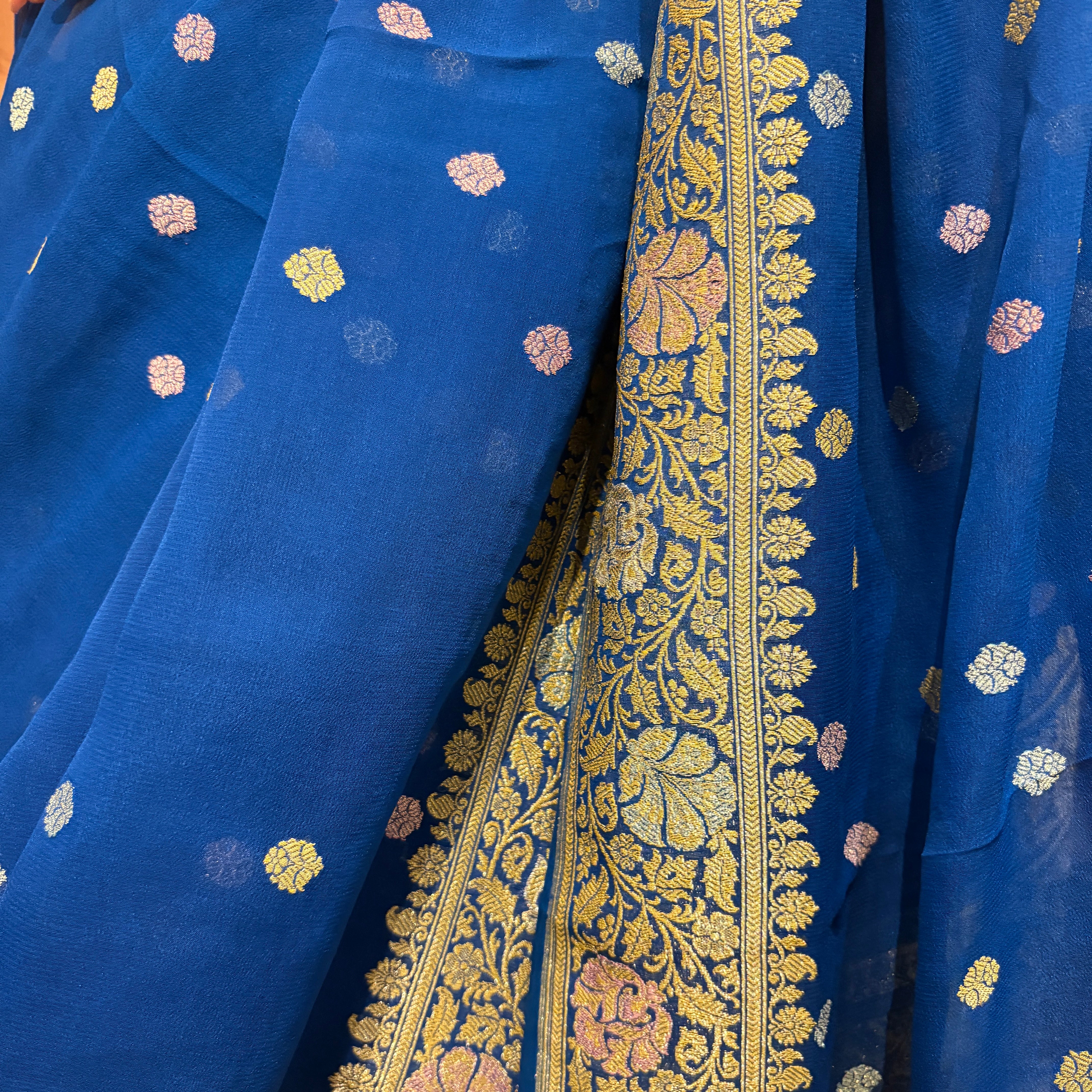 Royal Silk Georgette Banarasi Saree - Vintage India NYC