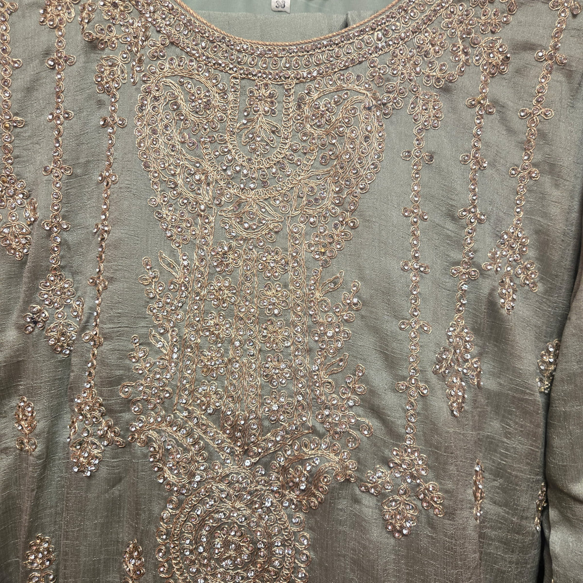 Sage Green Embroidered Gharara Set