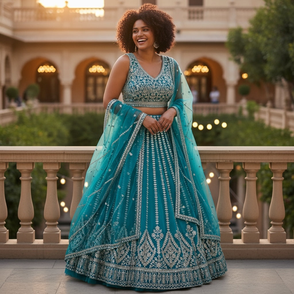 Plus Size Embrodered Mirror Lehenga Sets