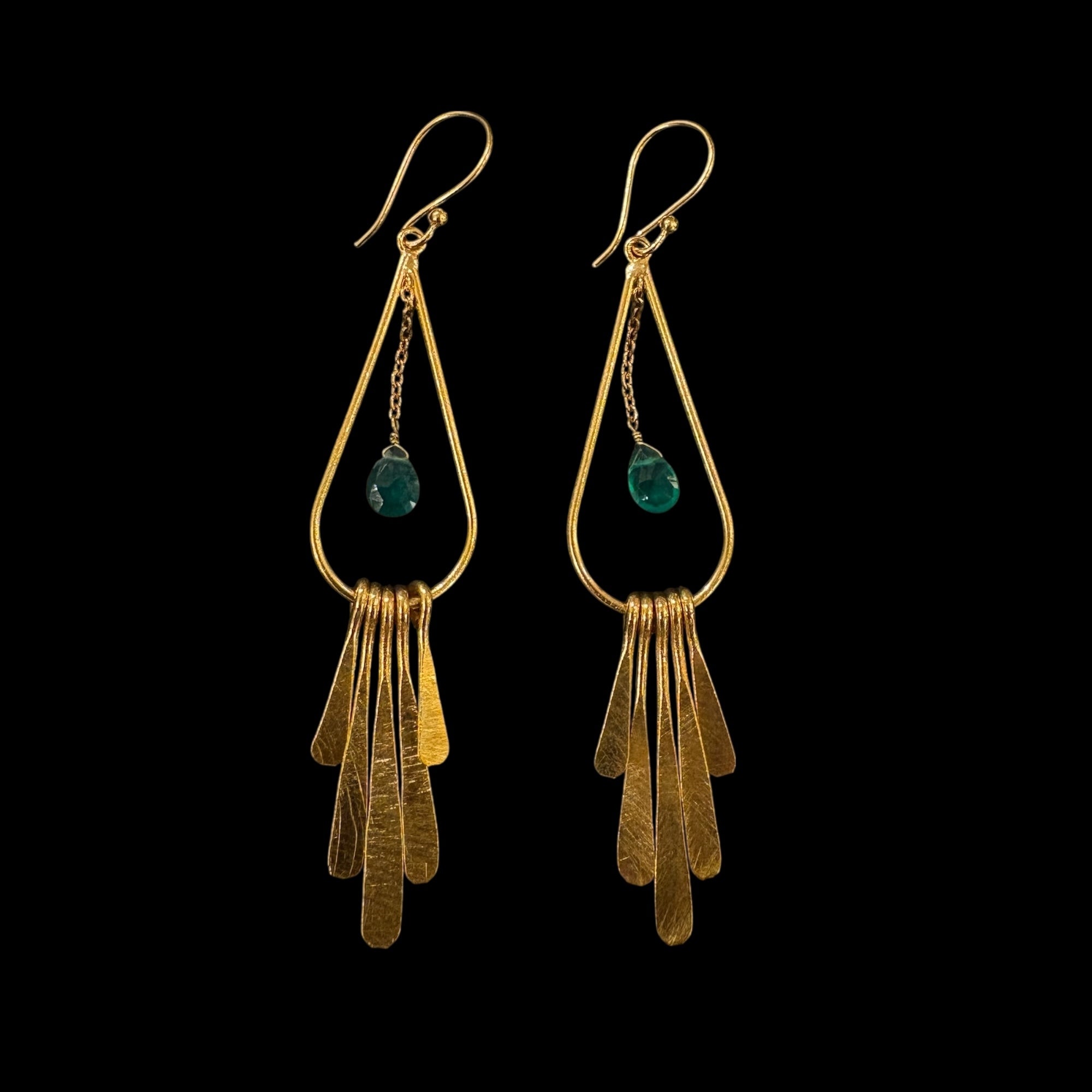 MK Semi Precious Long Drop Teardrop Earrings - Vintage India NYC