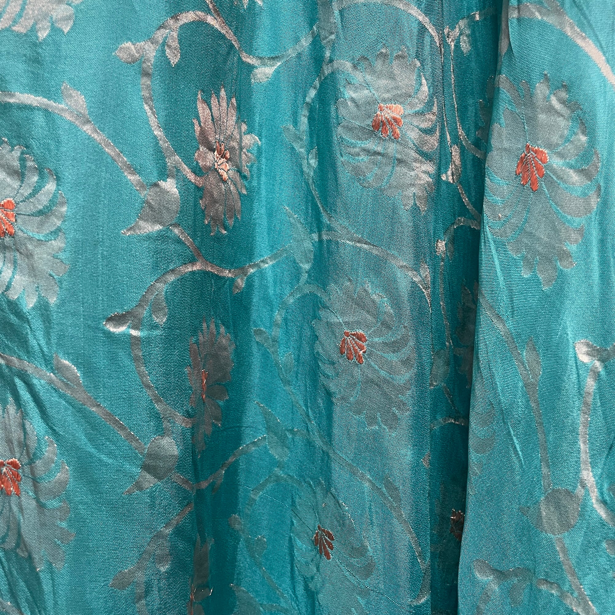 Handmade Turquoise Brocade Silk Sharara Pants - Vintage India NYC