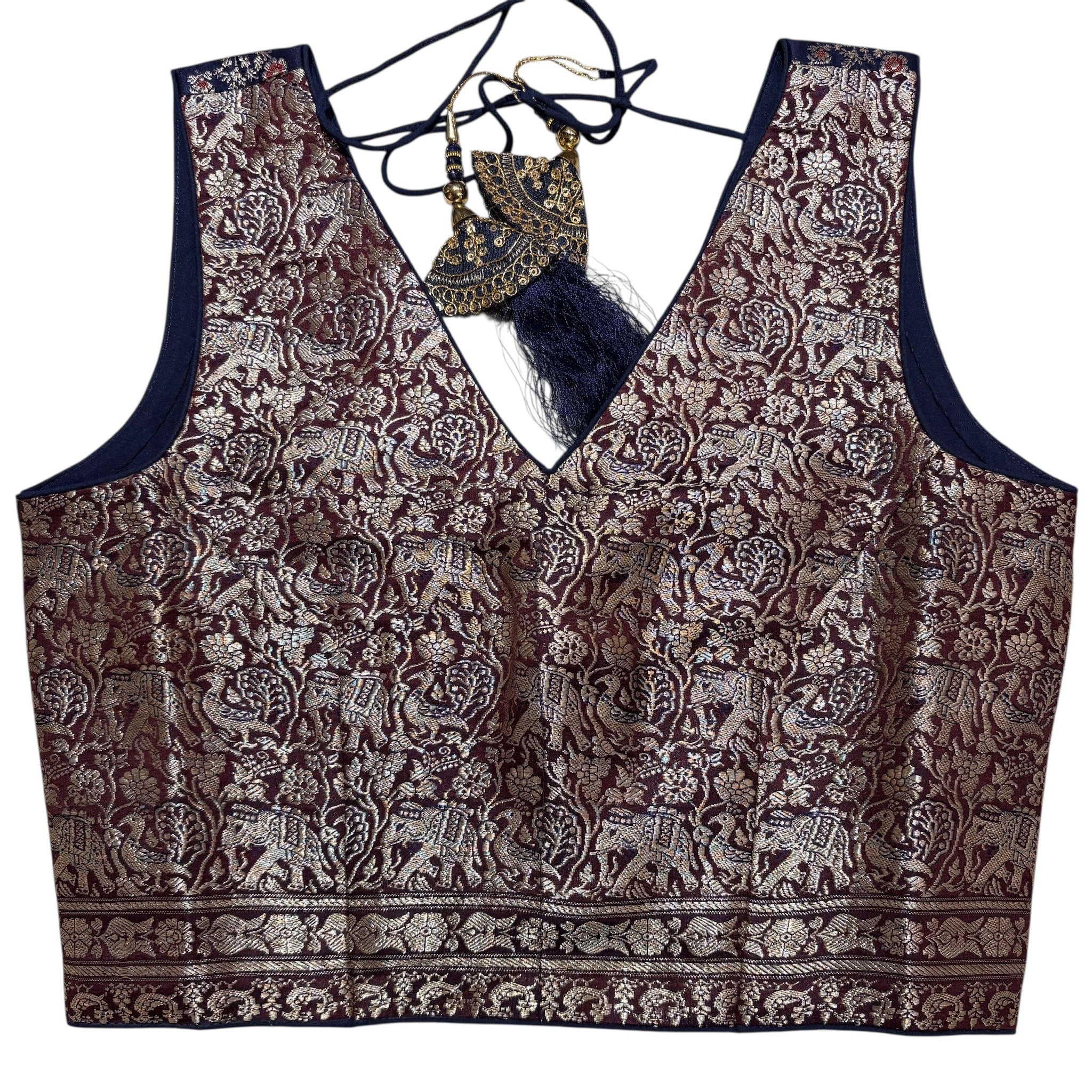 Brocade & Embroidered Saree Blouses-25-Size 32 - Vintage India NYC