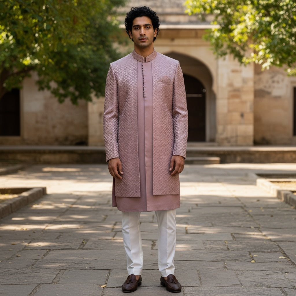 YD Mauve Sherwani-Size 38