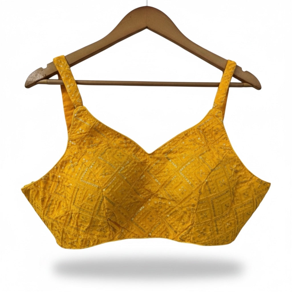 Yellow Thin Strap Choli Blouse - Vintage India NYC