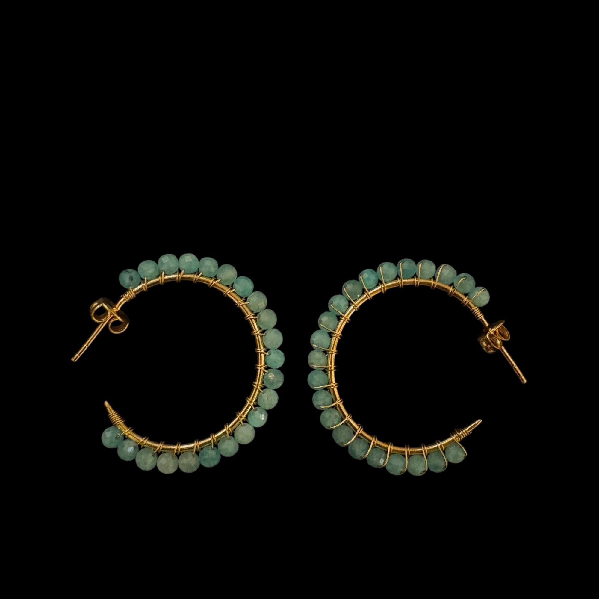 MK Semi Precious Gemstone Hoop Earrings-Colors