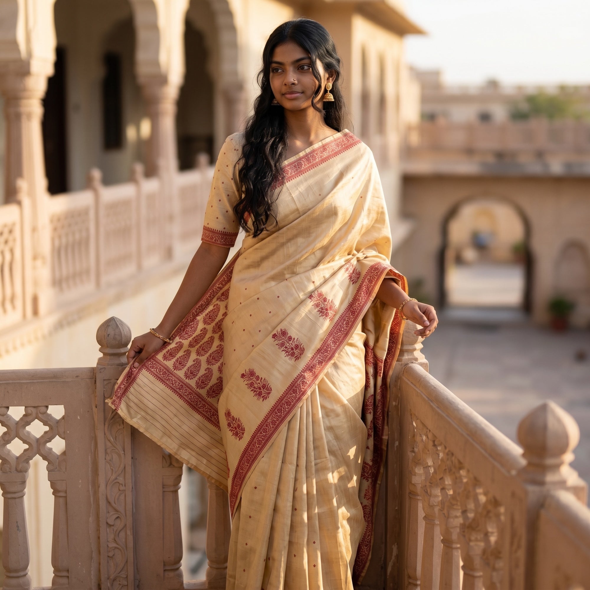 Assamese Muga Silk Saree - Vintage India NYC