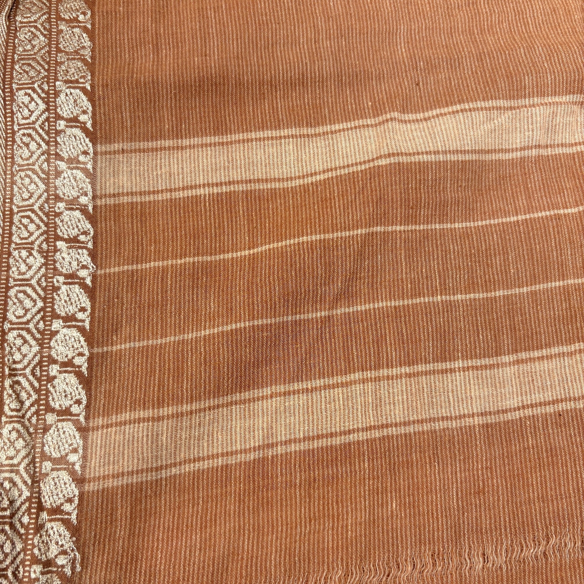 Beige Handwoven Cotton Dupatta - Vintage India NYC