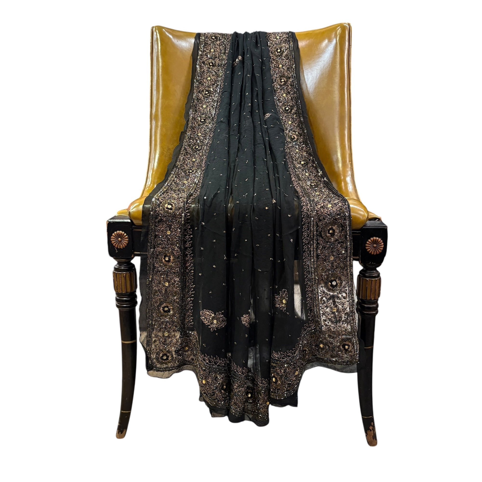 Black Heavy Work Zari Dupatta