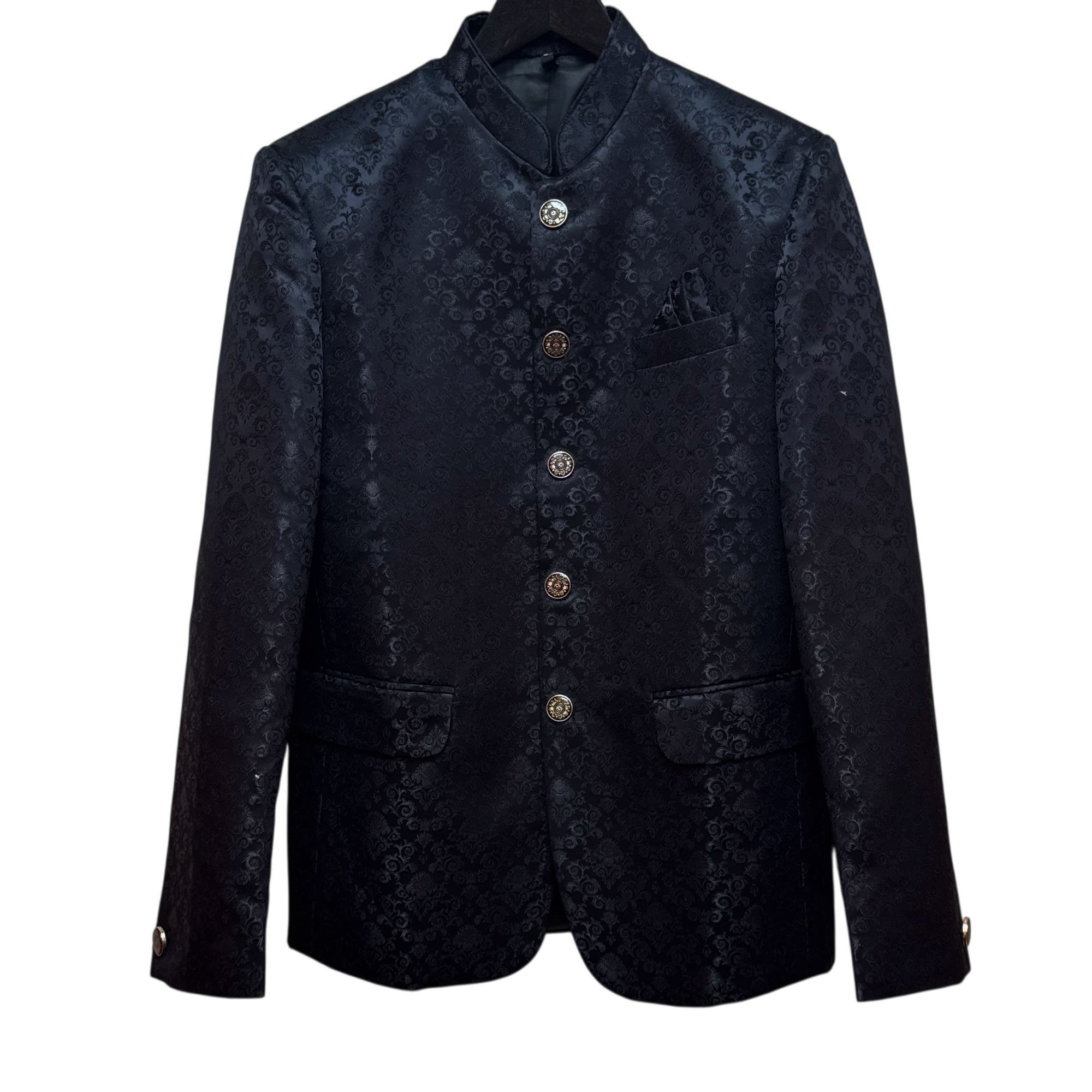 Black Jacquard Jodhpuri Jacket