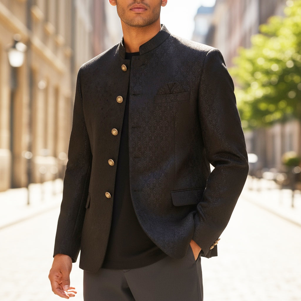 Black Patta Jodhpuri Jacket -Big & Tall