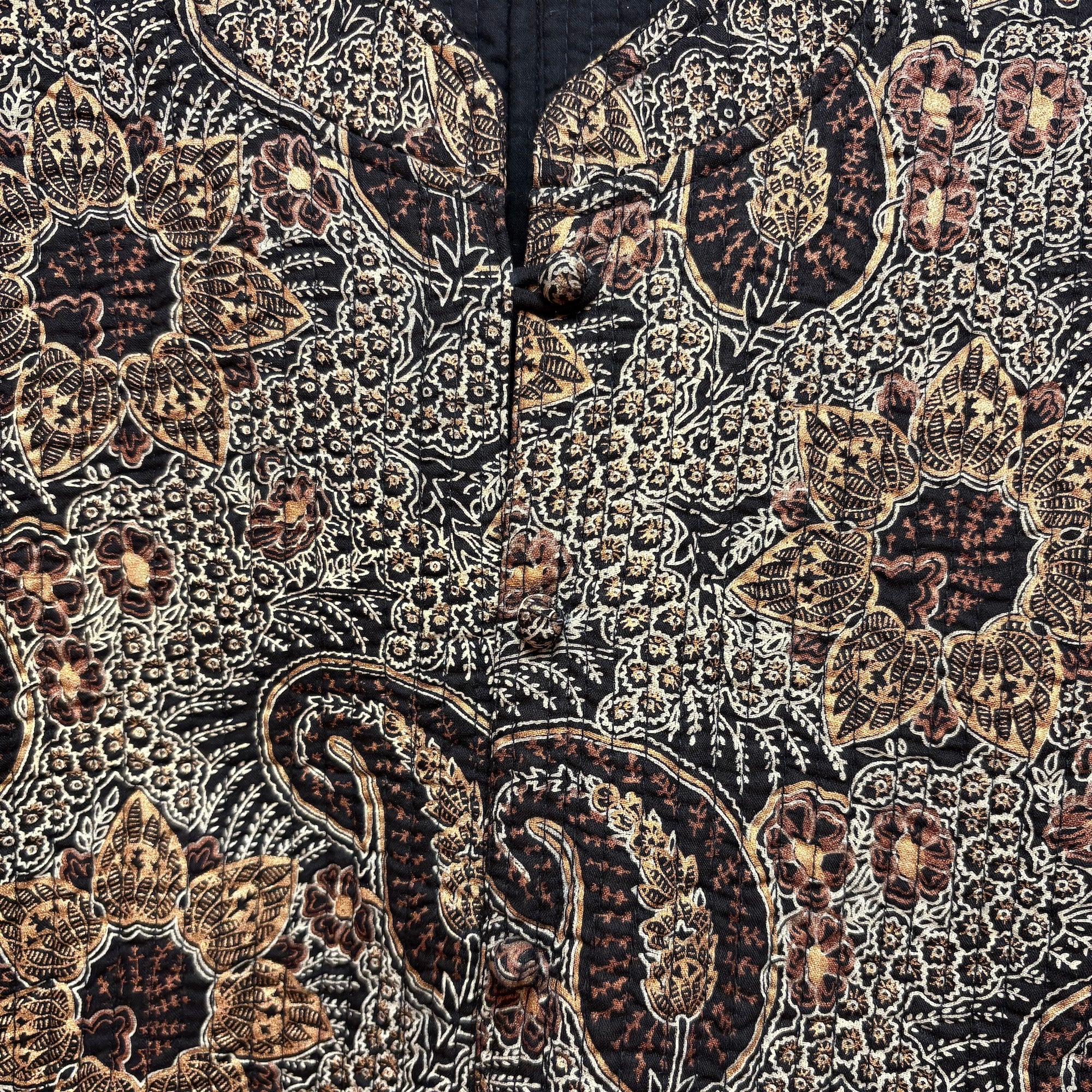 Black Paisley Cotton Quilted Jackets