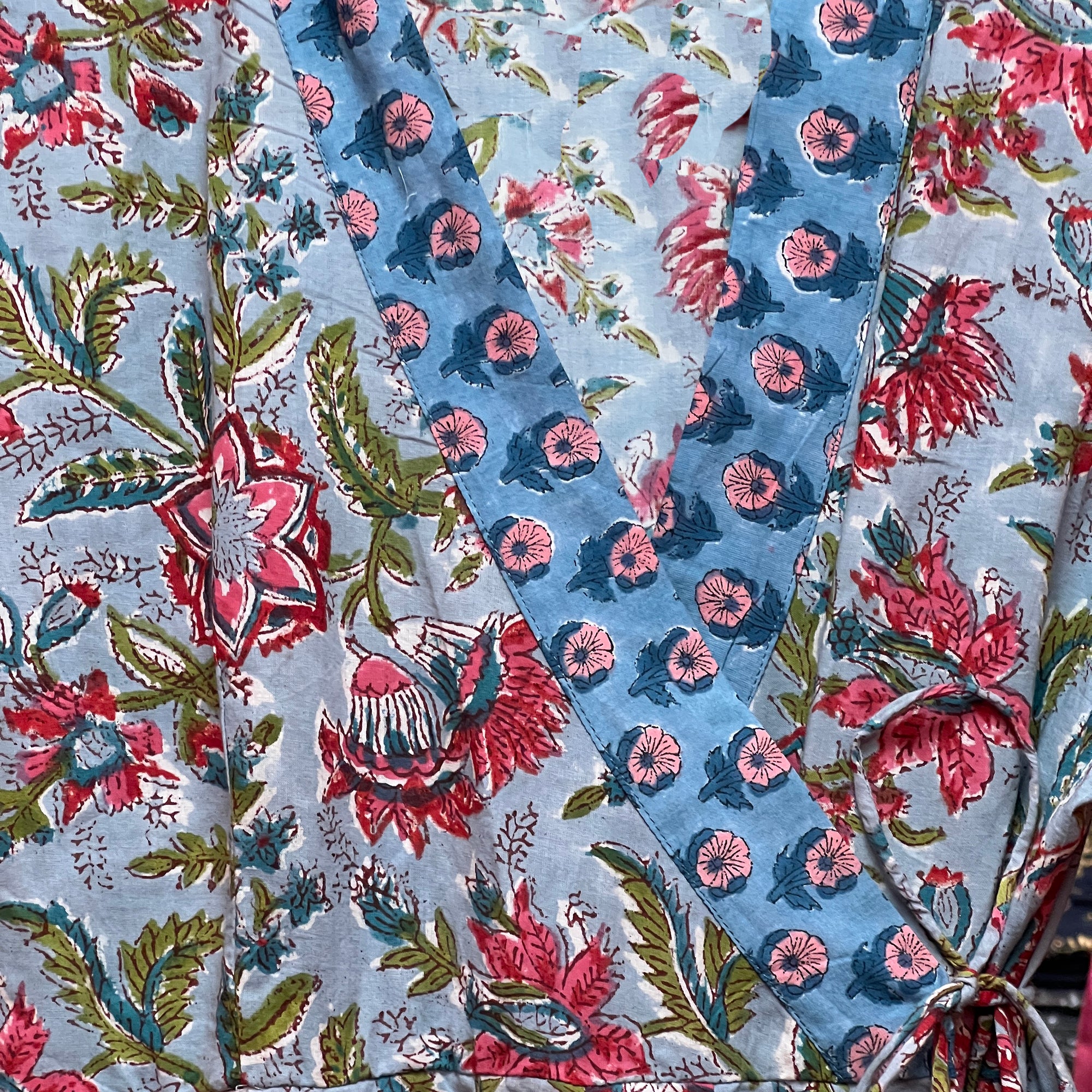 AR Blockprint Angrakha Wrap Dress-4 pattern choices - Vintage India NYC