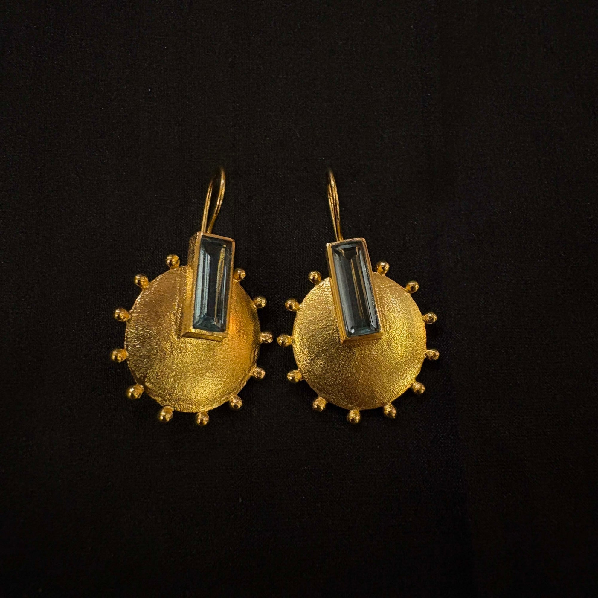 MK Semi Precious Sun Stone Earrings-Various - Vintage India NYC