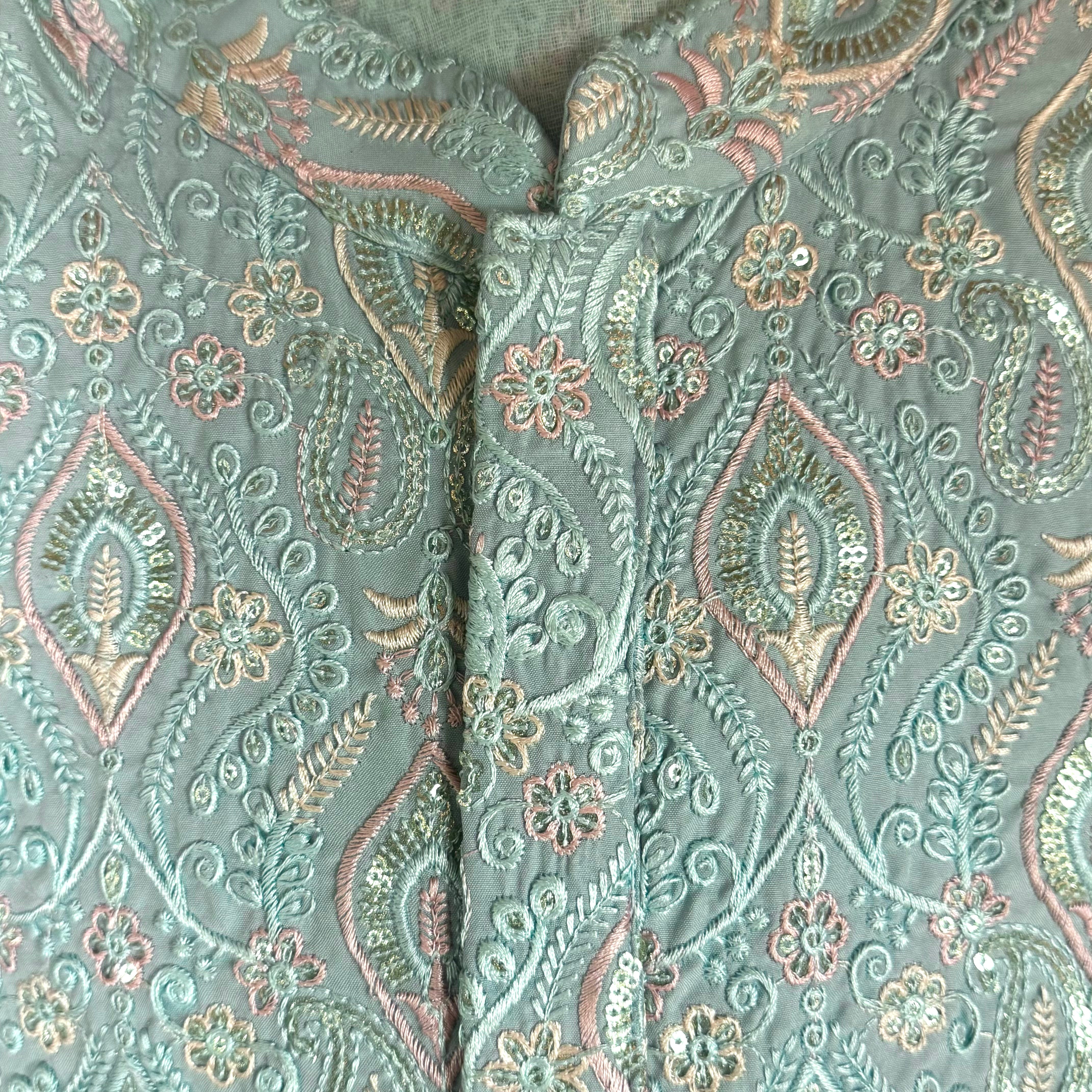 Lt. Blue Paisley Embroidered Kurta