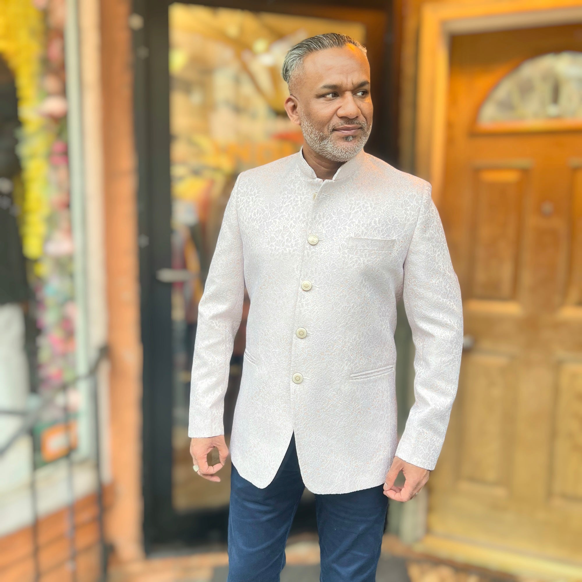 Blush Jacquard Jodhpuri Jacket