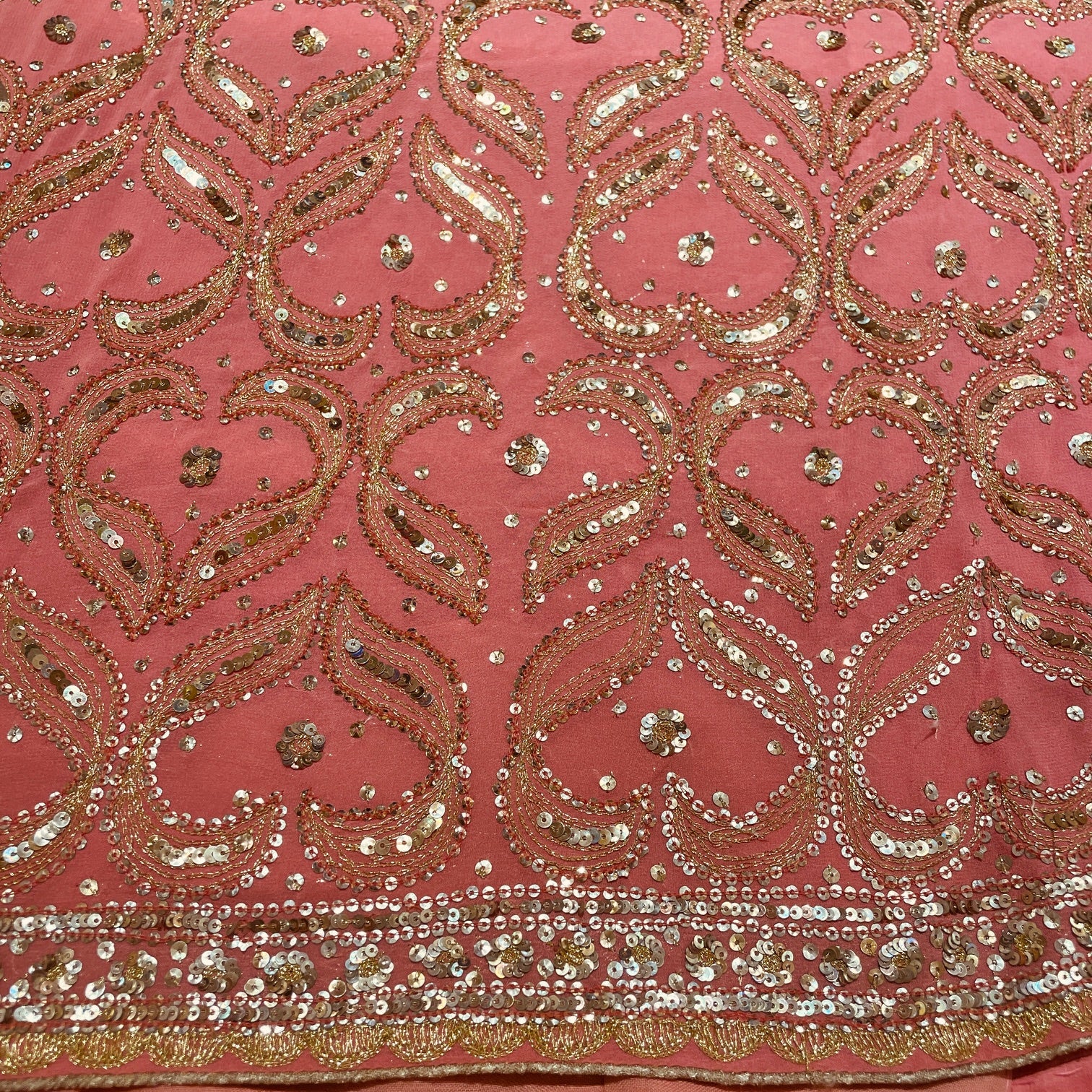 Blush Pink Heavily Embroidered Saree - Vintage India NYC