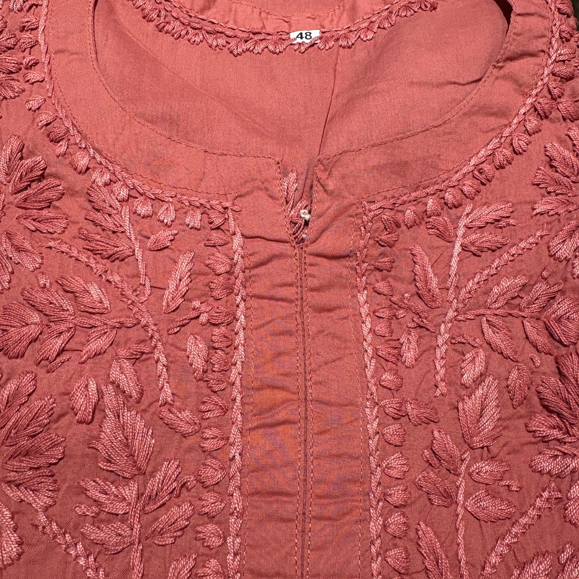 MA Short Embroidered Cotton Kurti-Size 48