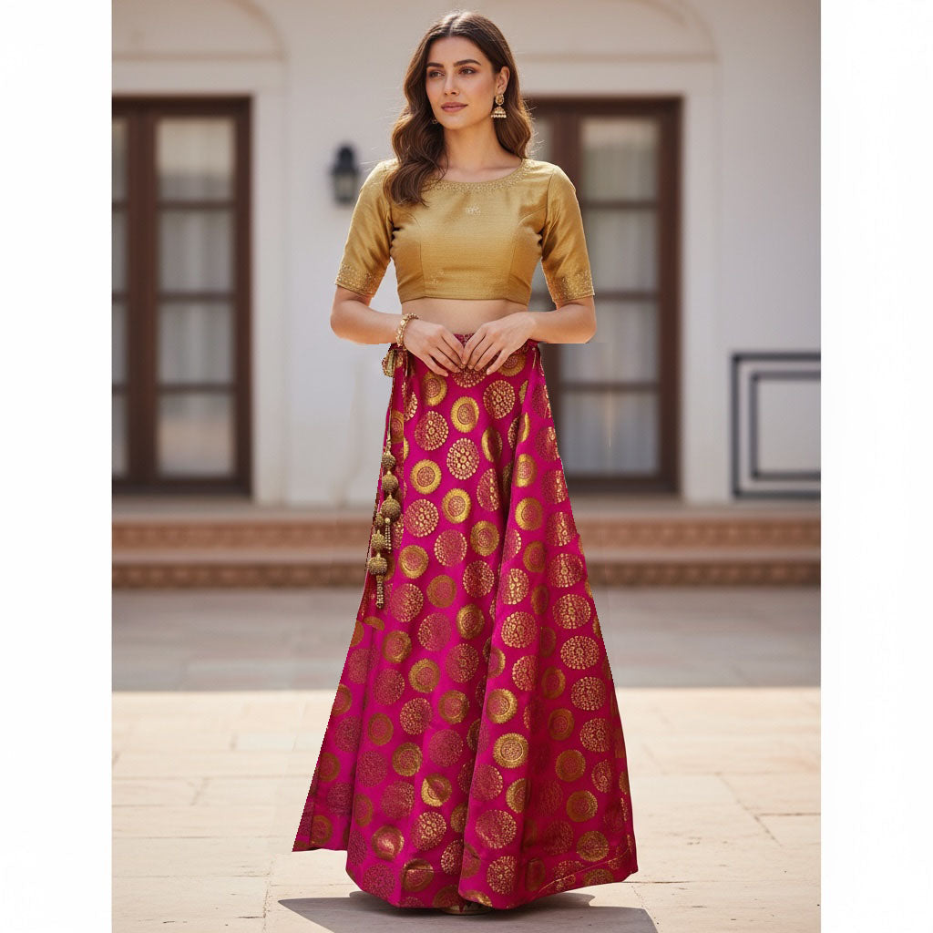 DT Brocade Mandala Lehengas- Many Colors - Vintage India NYC