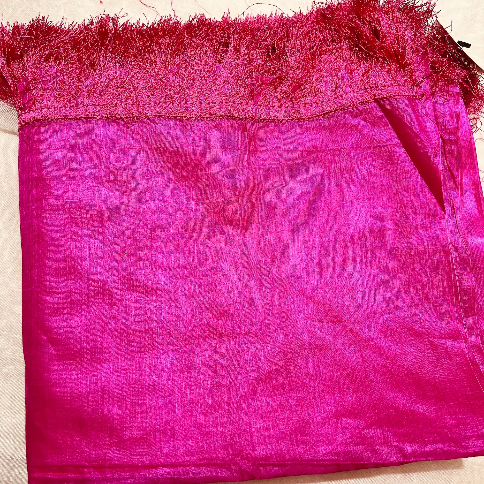 Bright Pink Silk Gold Dupatta 9011