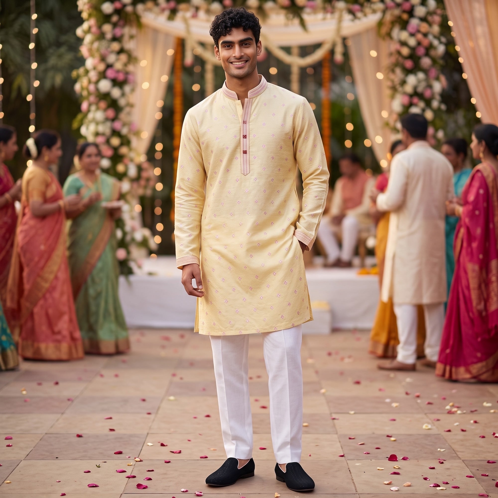 Butter Brocade Kurta