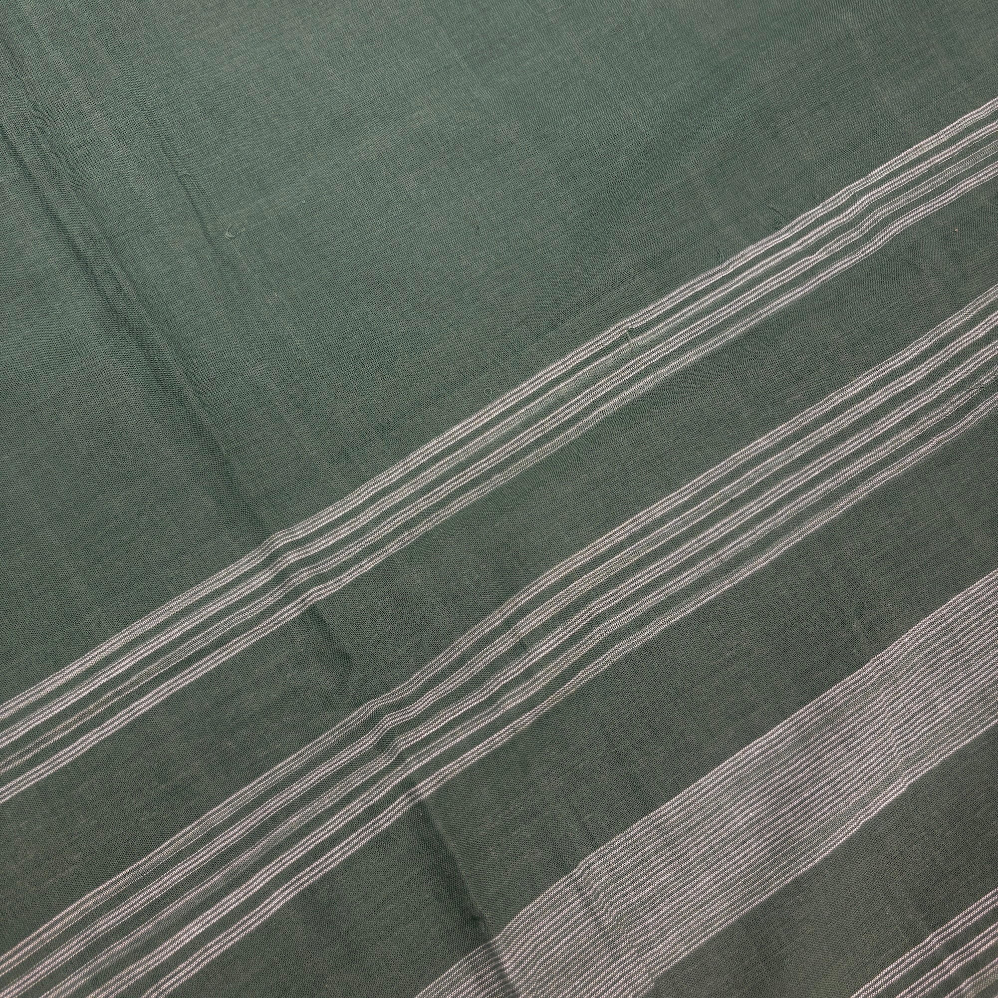 Camp Green Handwoven Cotton Dupatta/Sarong - Vintage India NYC