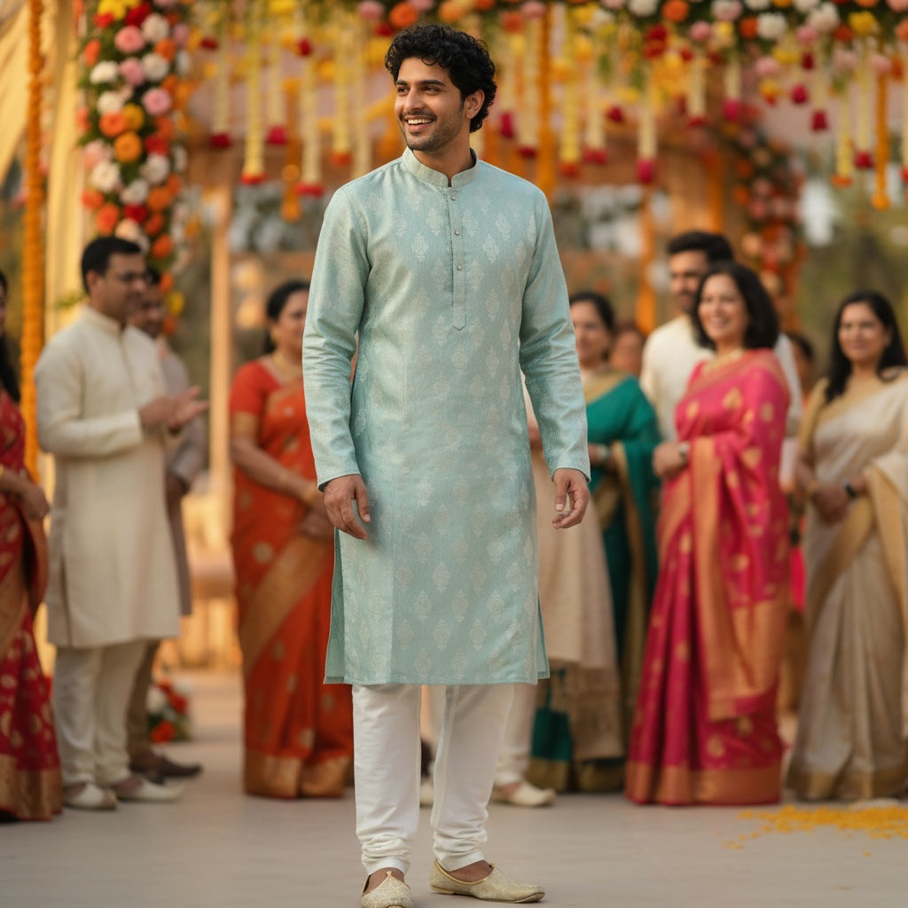 Crest Pattern Pastel Kurtas-Colors - Vintage India NYC