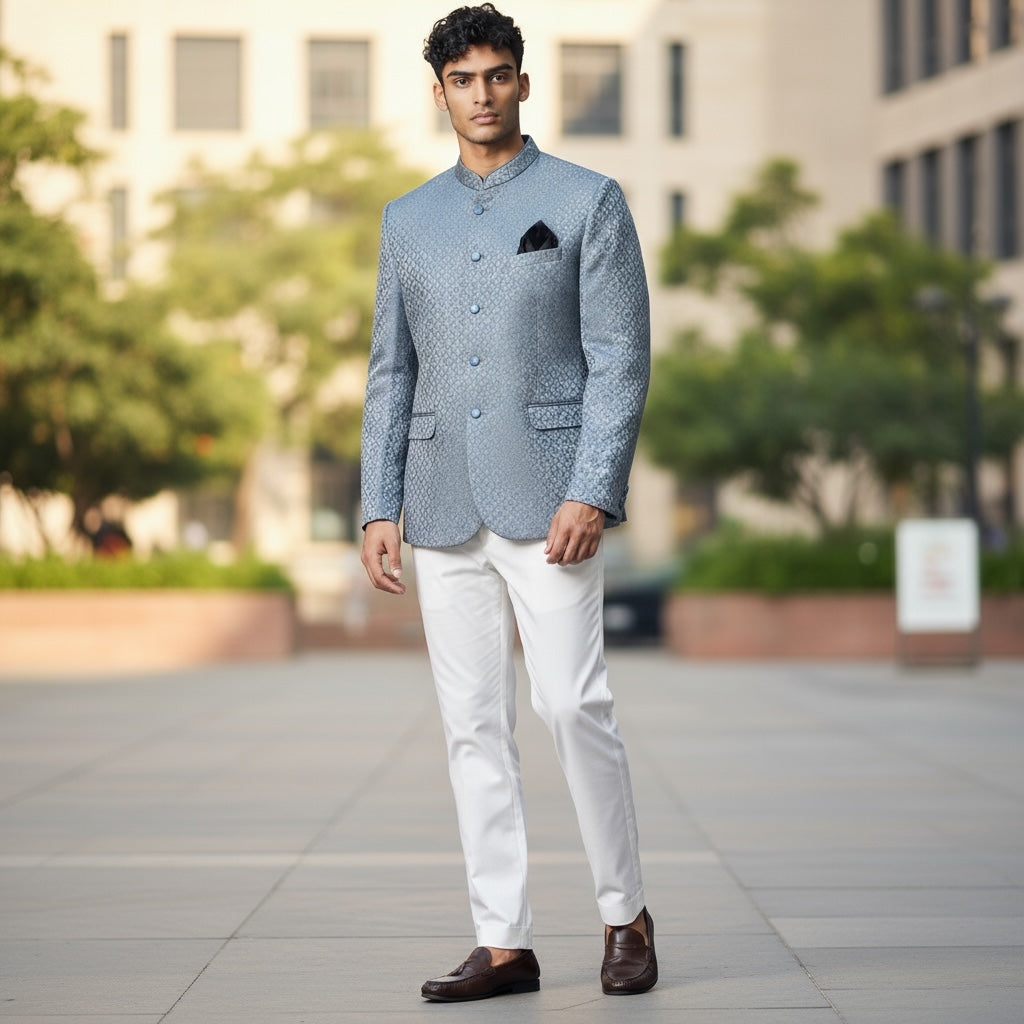 Celadon Damask Jodhpuri Jacket -Big & Tall