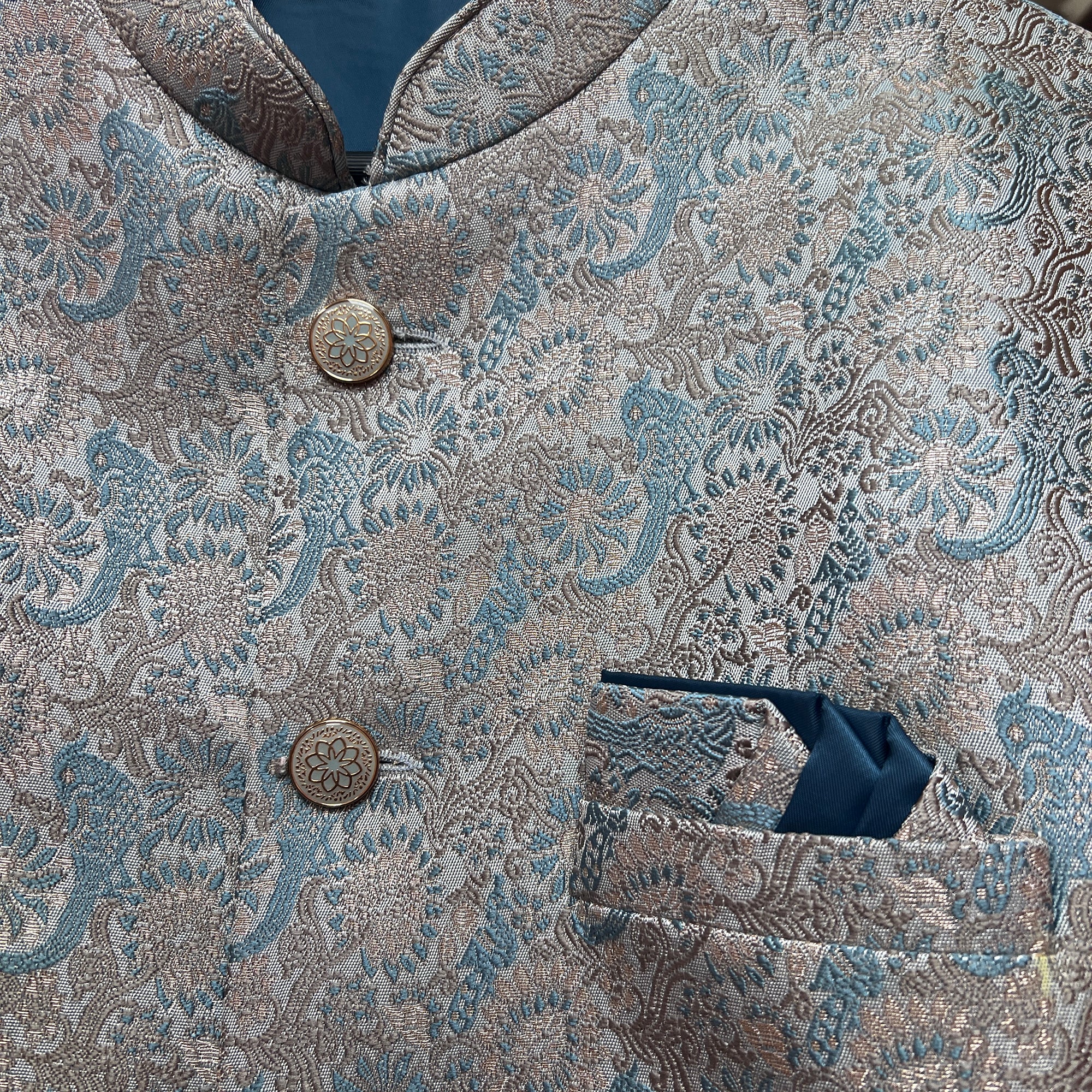 Celadon Peacock Sherwani - Vintage India NYC