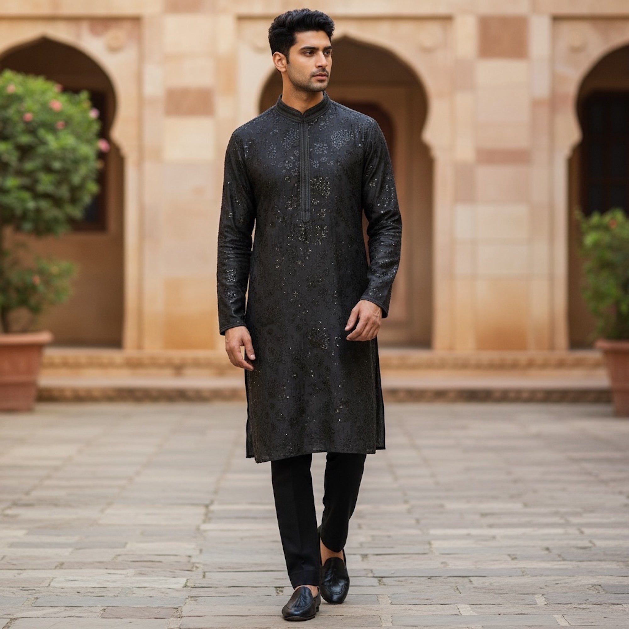 Charcoal Sequin Kurta